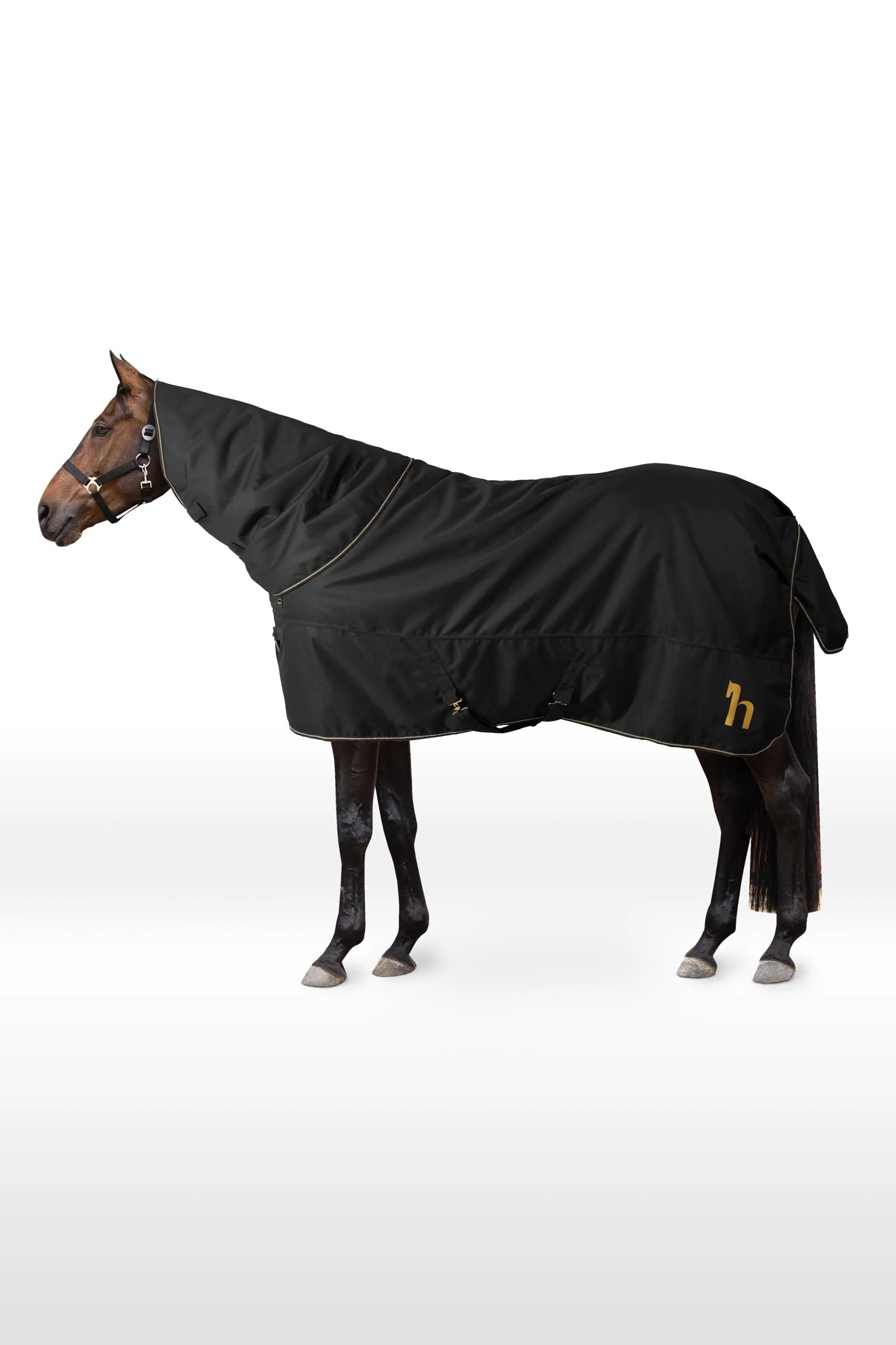 1200D Turnout Rug With Detachable Neck, 200 g Black 135