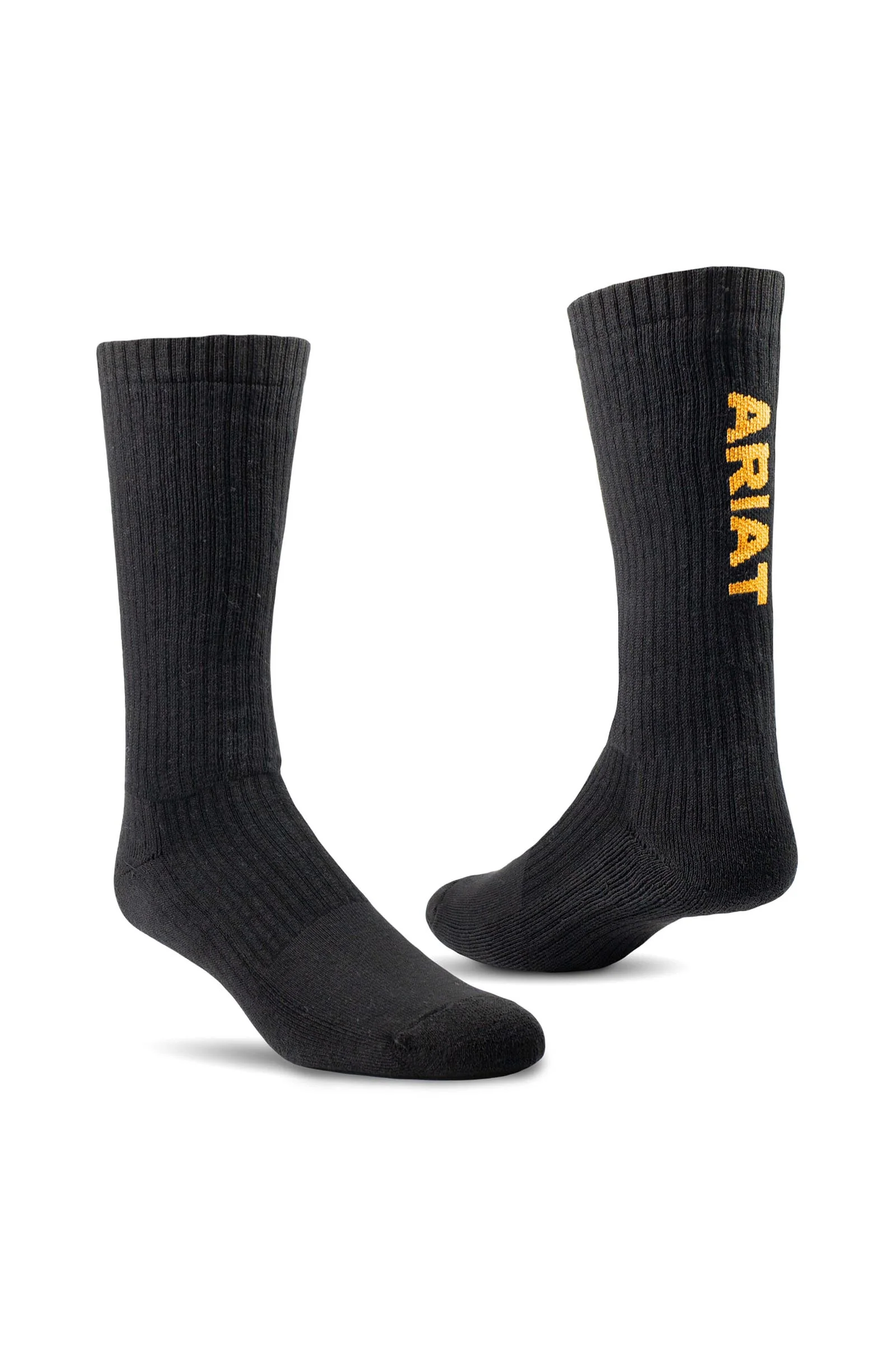 Adults Premium Ringspun Cotton Mid Calf Work Sock 3 Pair Pack Black M