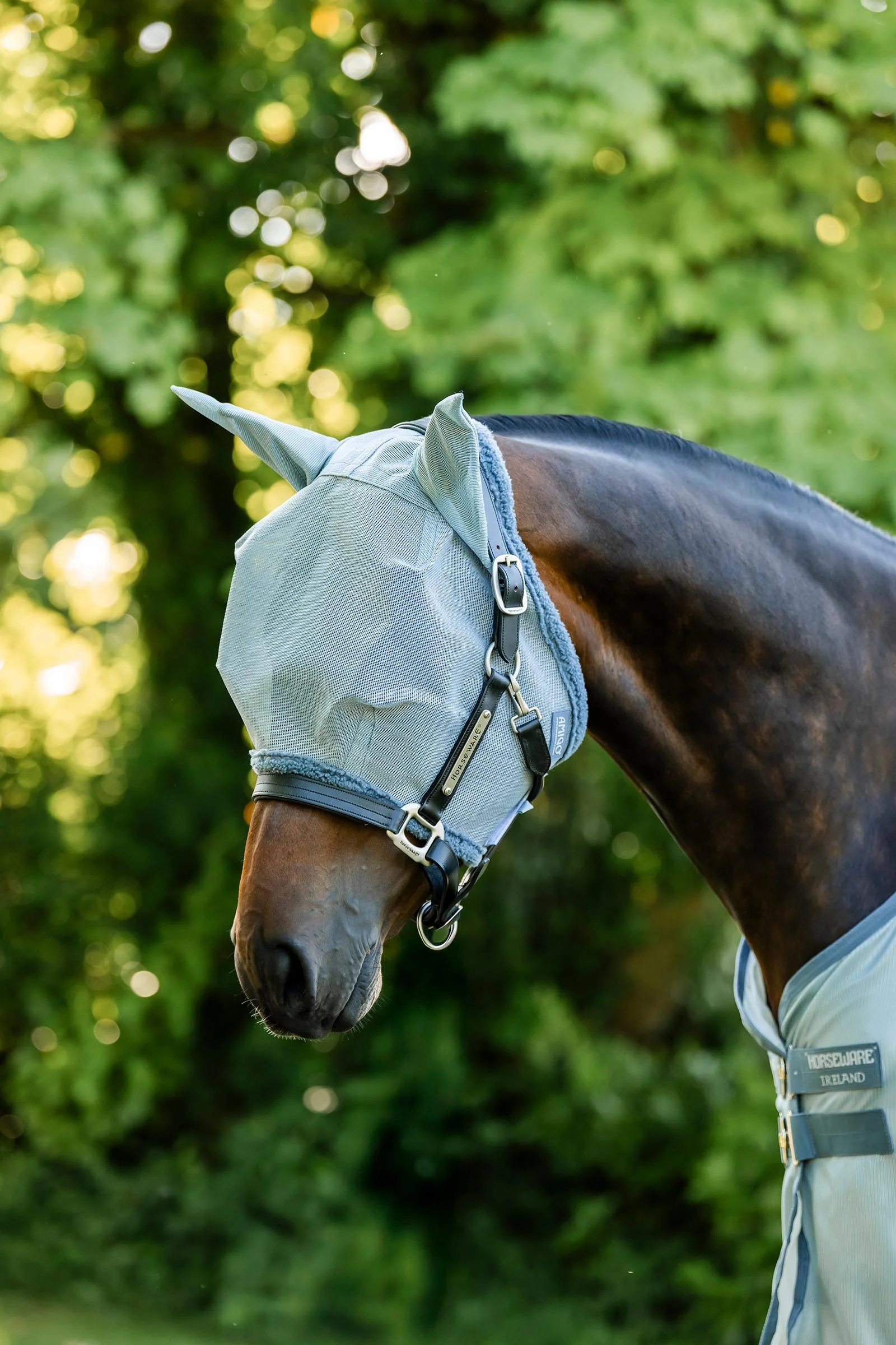 Amigo Fly Mask Heather Blue/Blue & Silver C