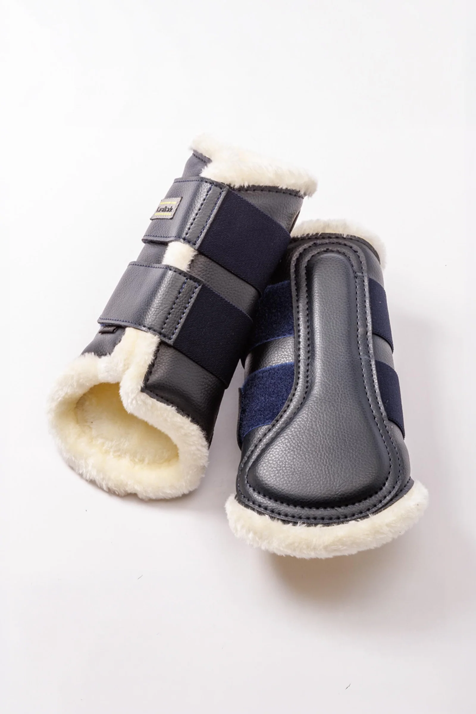 Anatomic Synthetic Leather Boots With Faux Fur Navy/Beige S