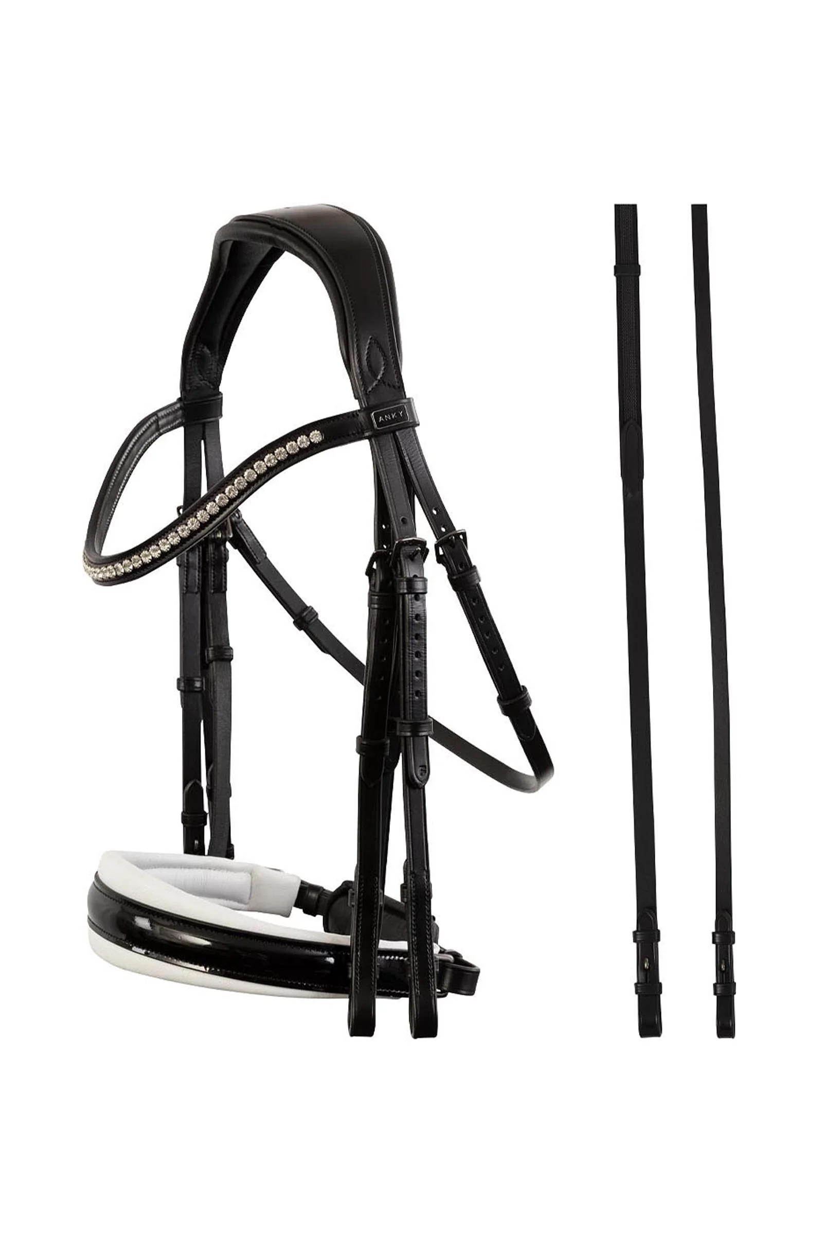 ANKY Double Bridle, Extra Wide Headpiece Black/White C