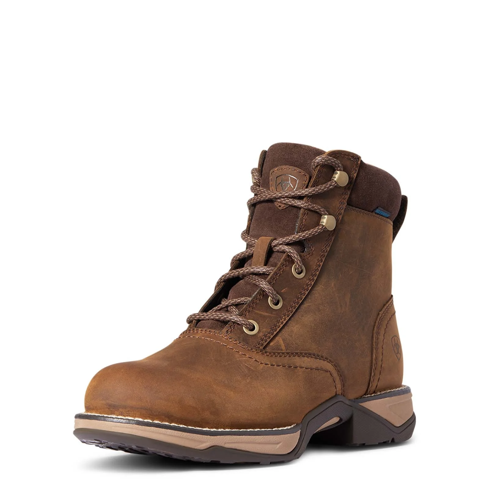 Anthem H2O Women's Round Toe Lacer Waterproof Boots Distressed Brown 8