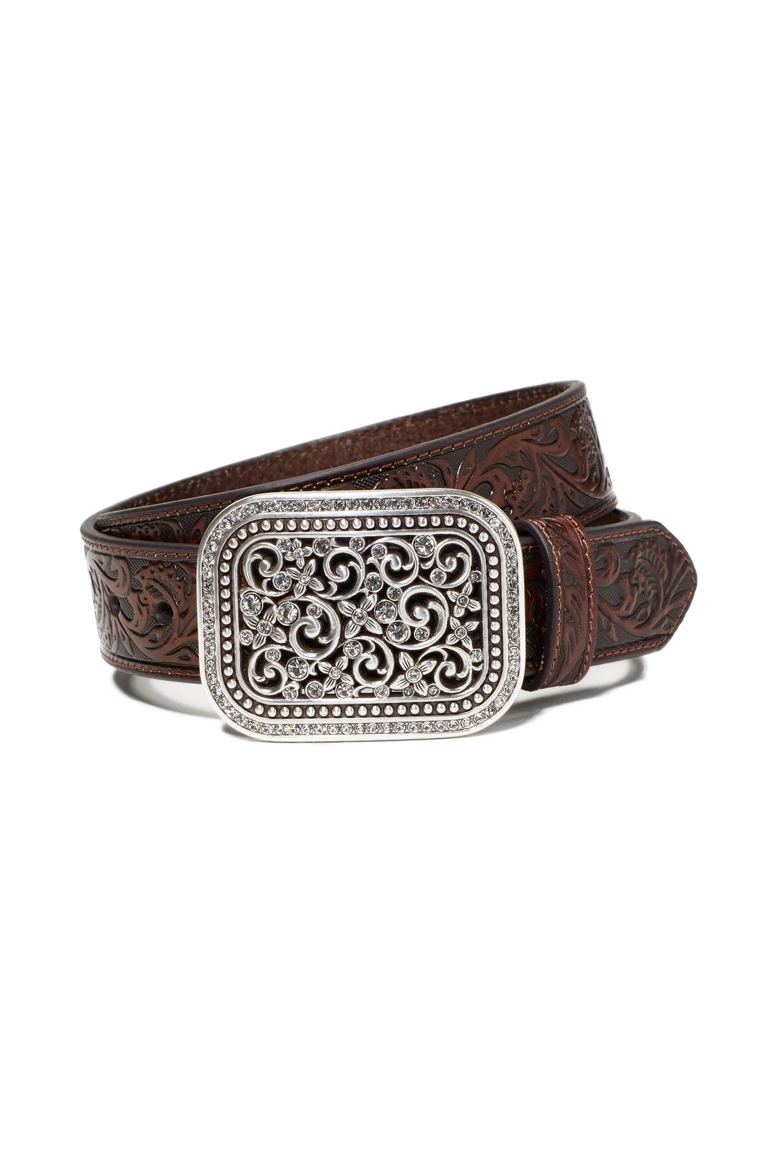 Ariat Rhinestone Fillagree Women's Belt Brown M