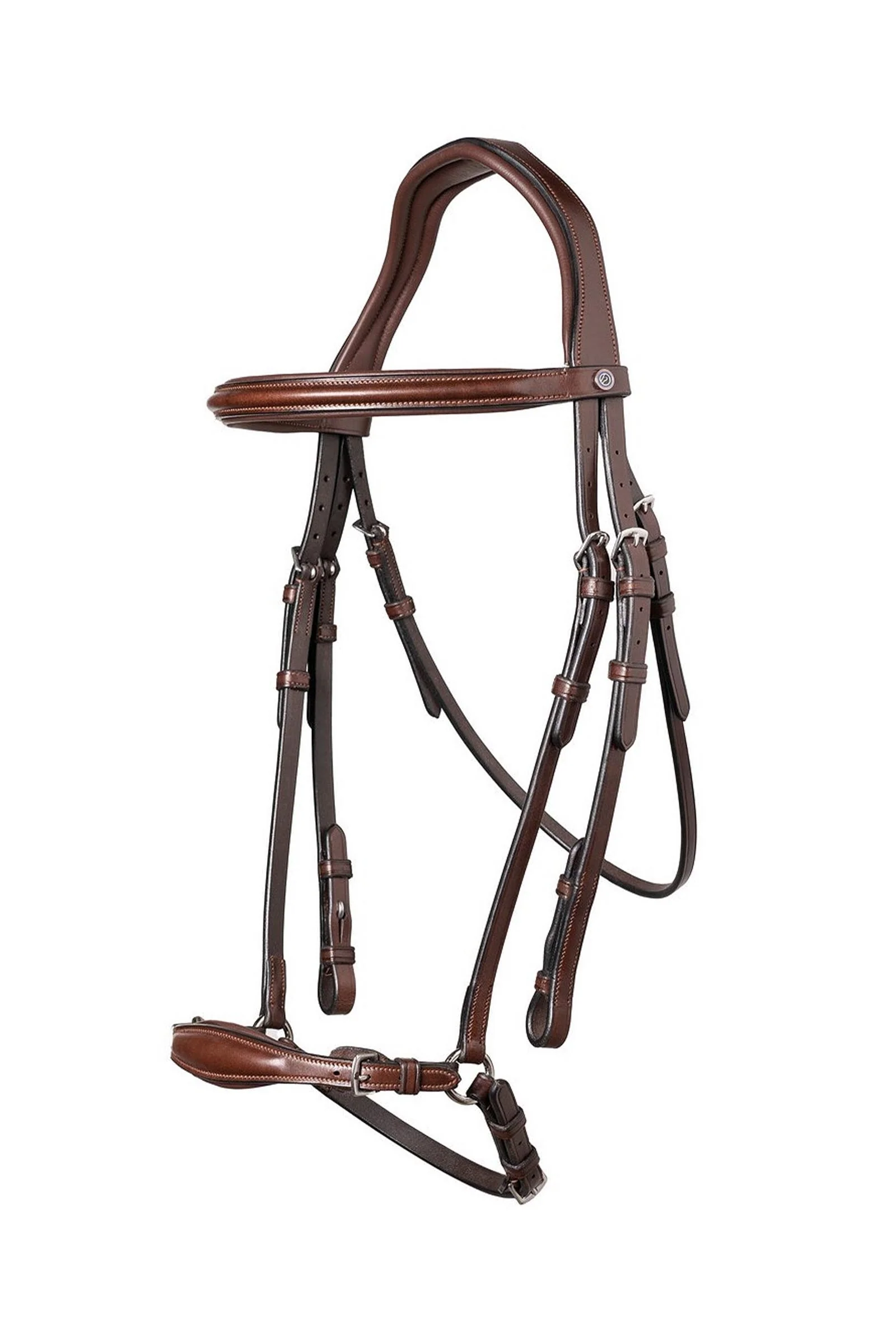 Barcelona Adjustable Drop Noseband Bridle Brown/Silver C