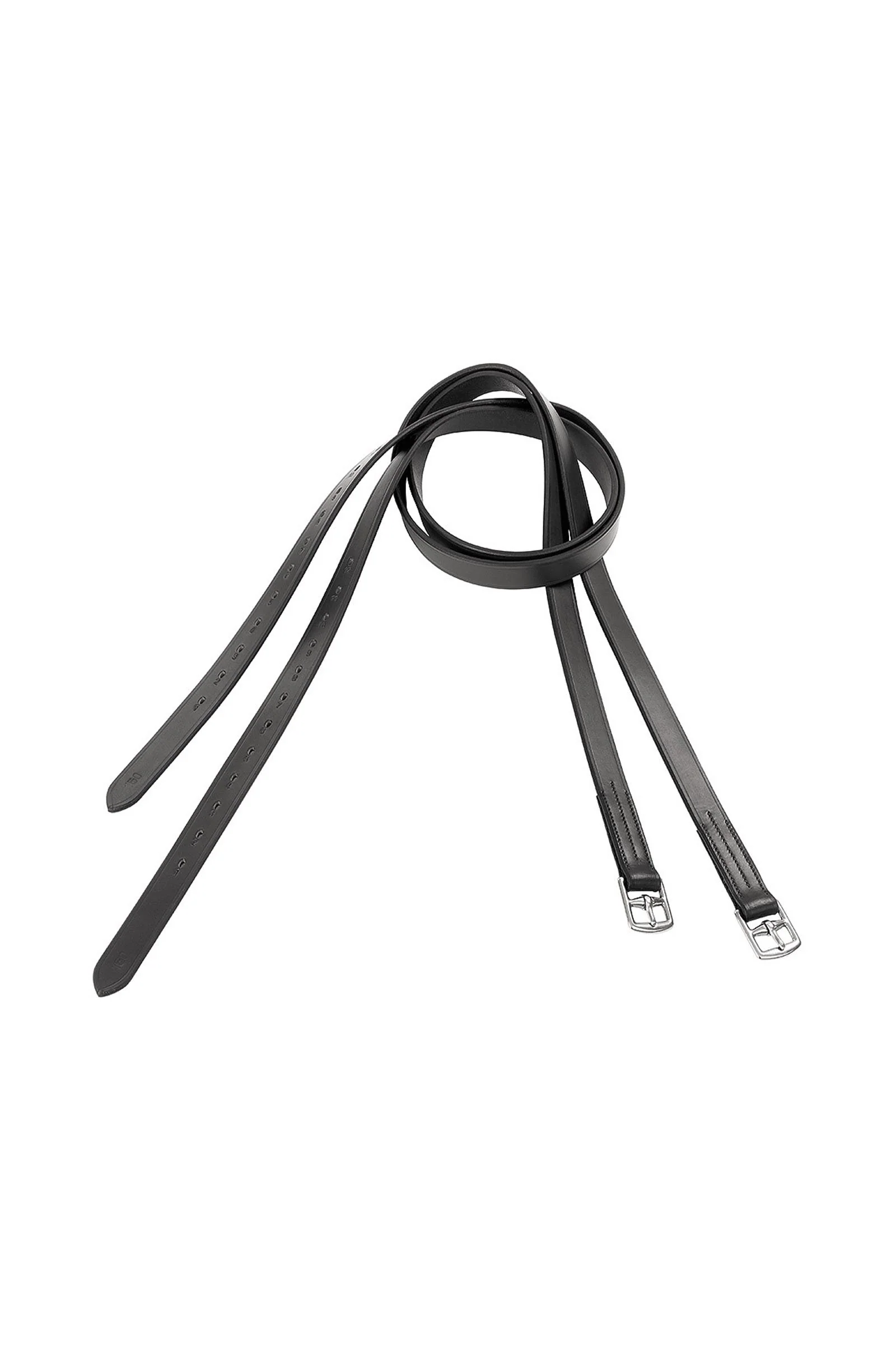Basic Stirrup Leathers With Oval Holes Black 63"