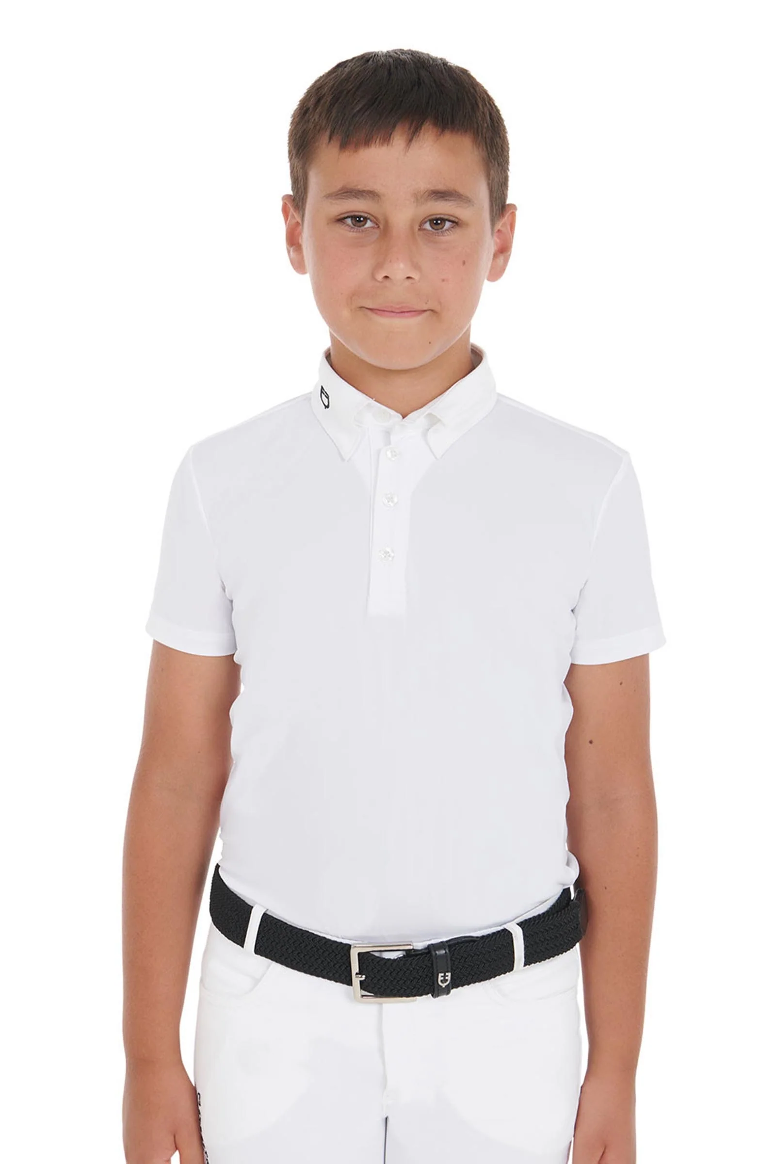 Boys' Slim Fit Competition Polo Shirt With Four Buttons White 8 years