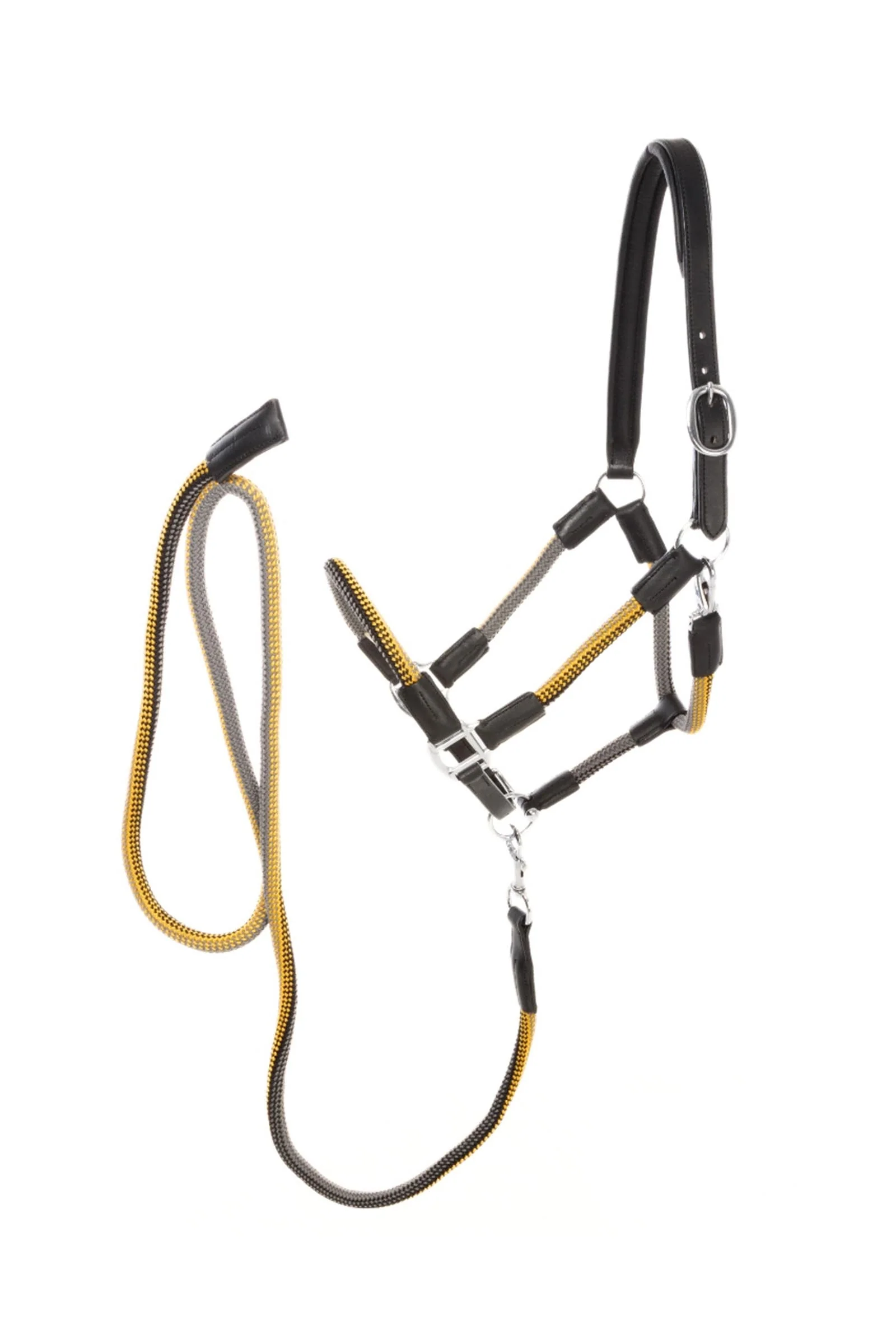 Cavo Rope/Leather Halter Set With Lead Rope Black/Mustard-Anthracite C