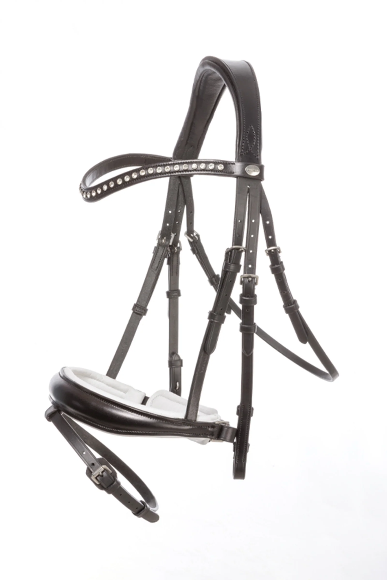 Charlotte Dressage Bridle Crank Noseband Black/White F