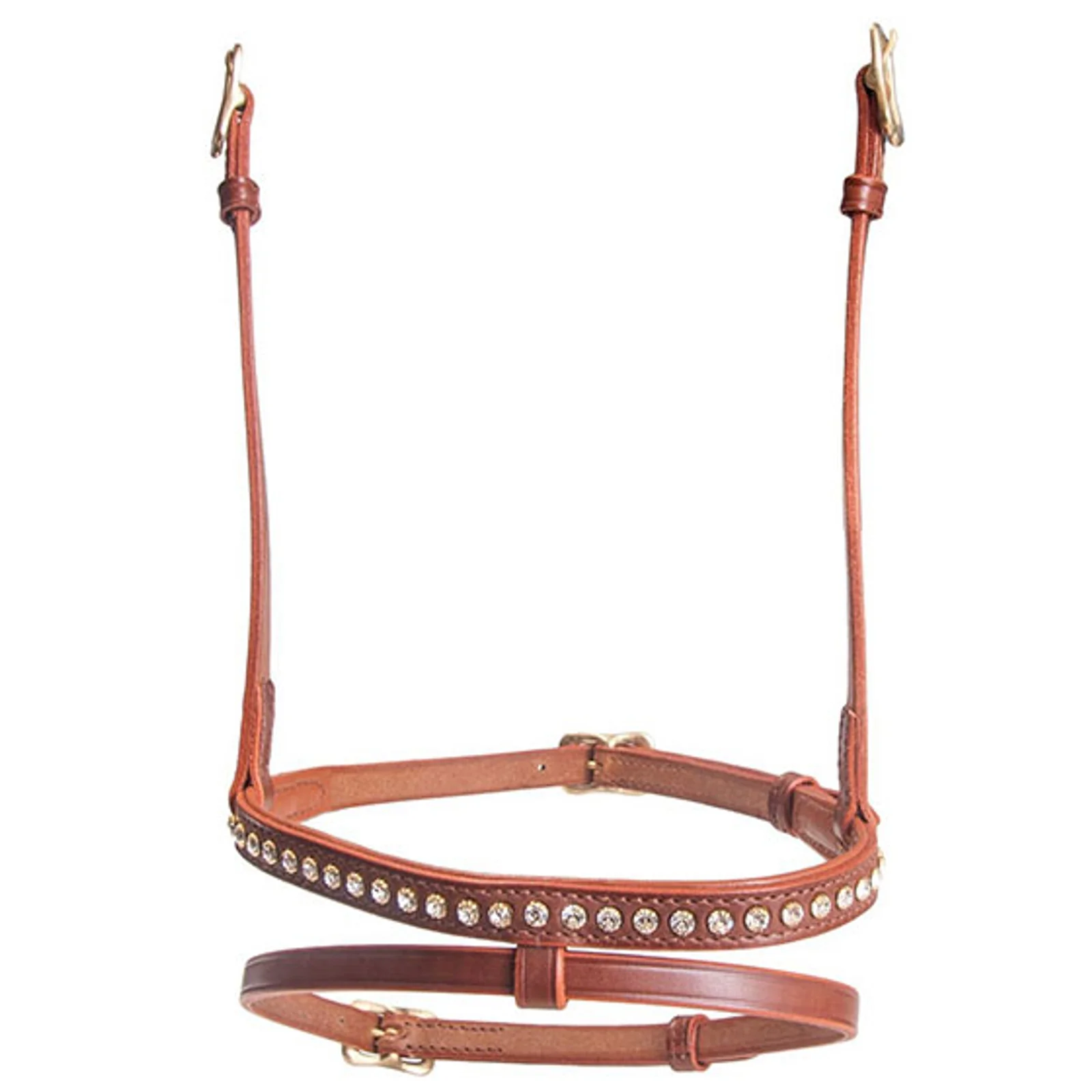 Combined noseband, 1 row crystals Brown/White Icelandic Horse