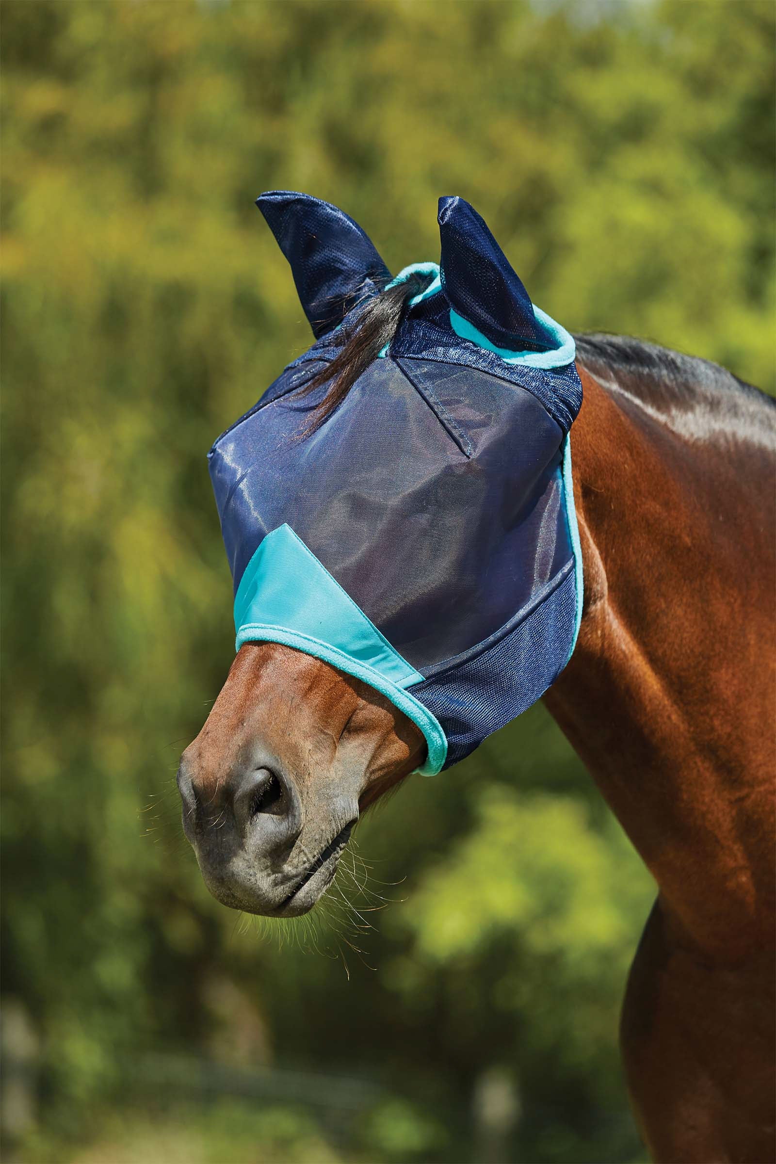 Comfitec Deluxe Fine Mesh Mask with Ears Navy/ Turquoise Mini