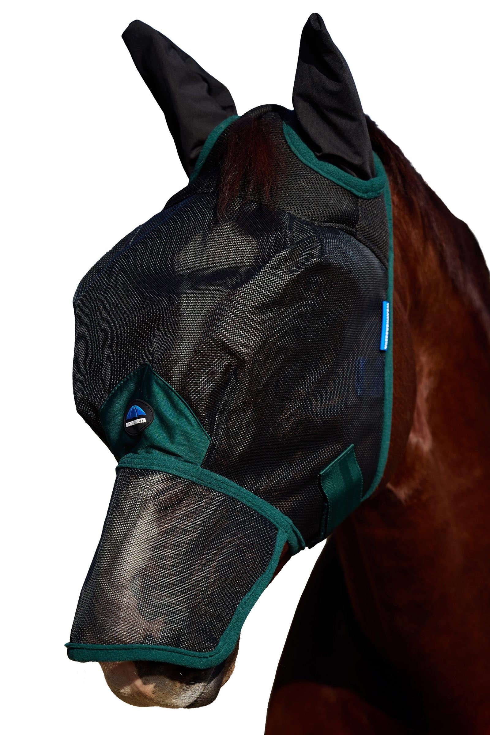 Comfitec Durable Mesh Fly Mask With Ears & Nose Black/Forest Green L