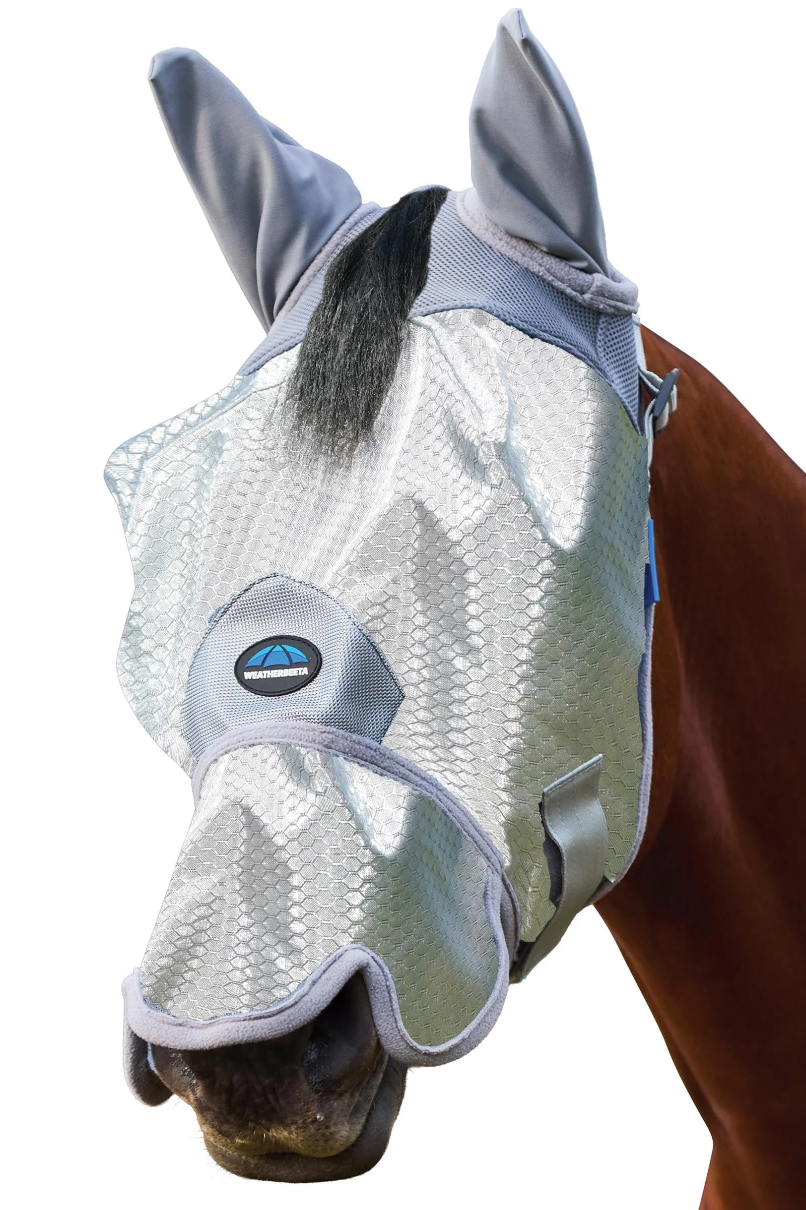 Comfitec Hexi Shield Fly Mask With Ears & Nose Silver M