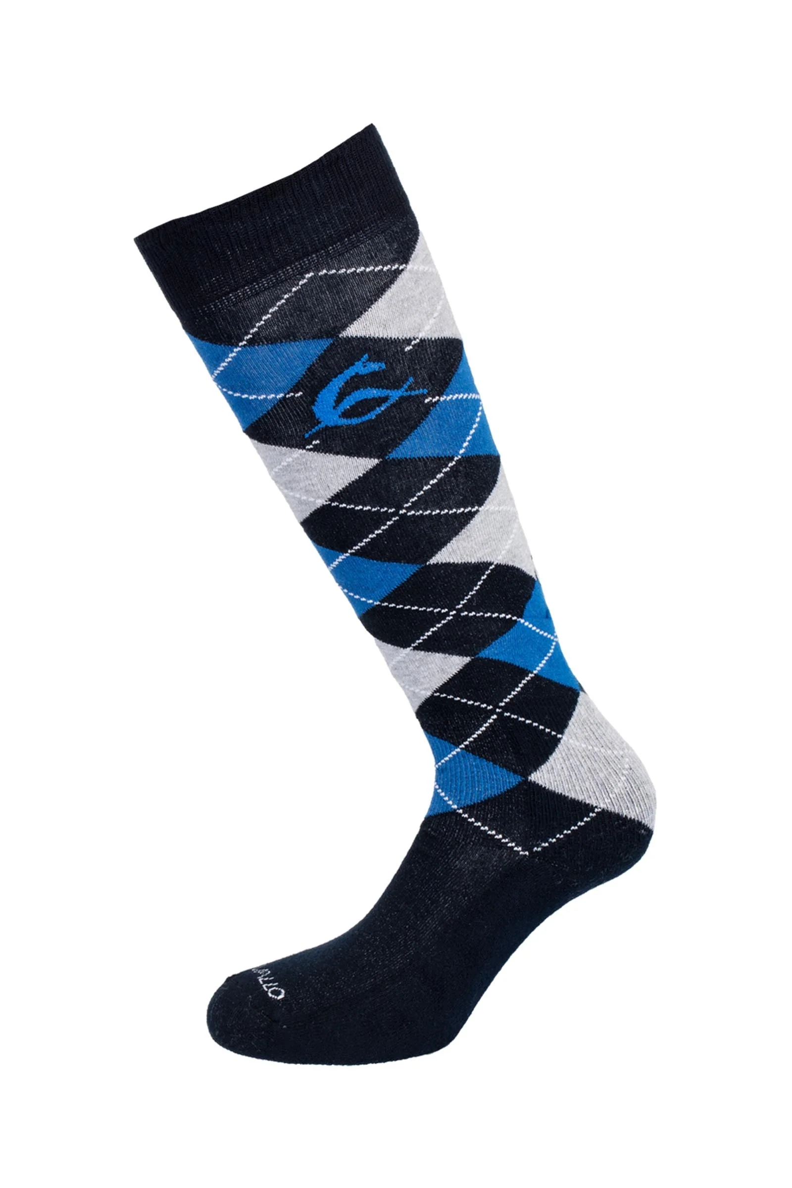 Diamond Pattern Cotton Socks Dark Blue W/Blue & Grey Diamond 9-12