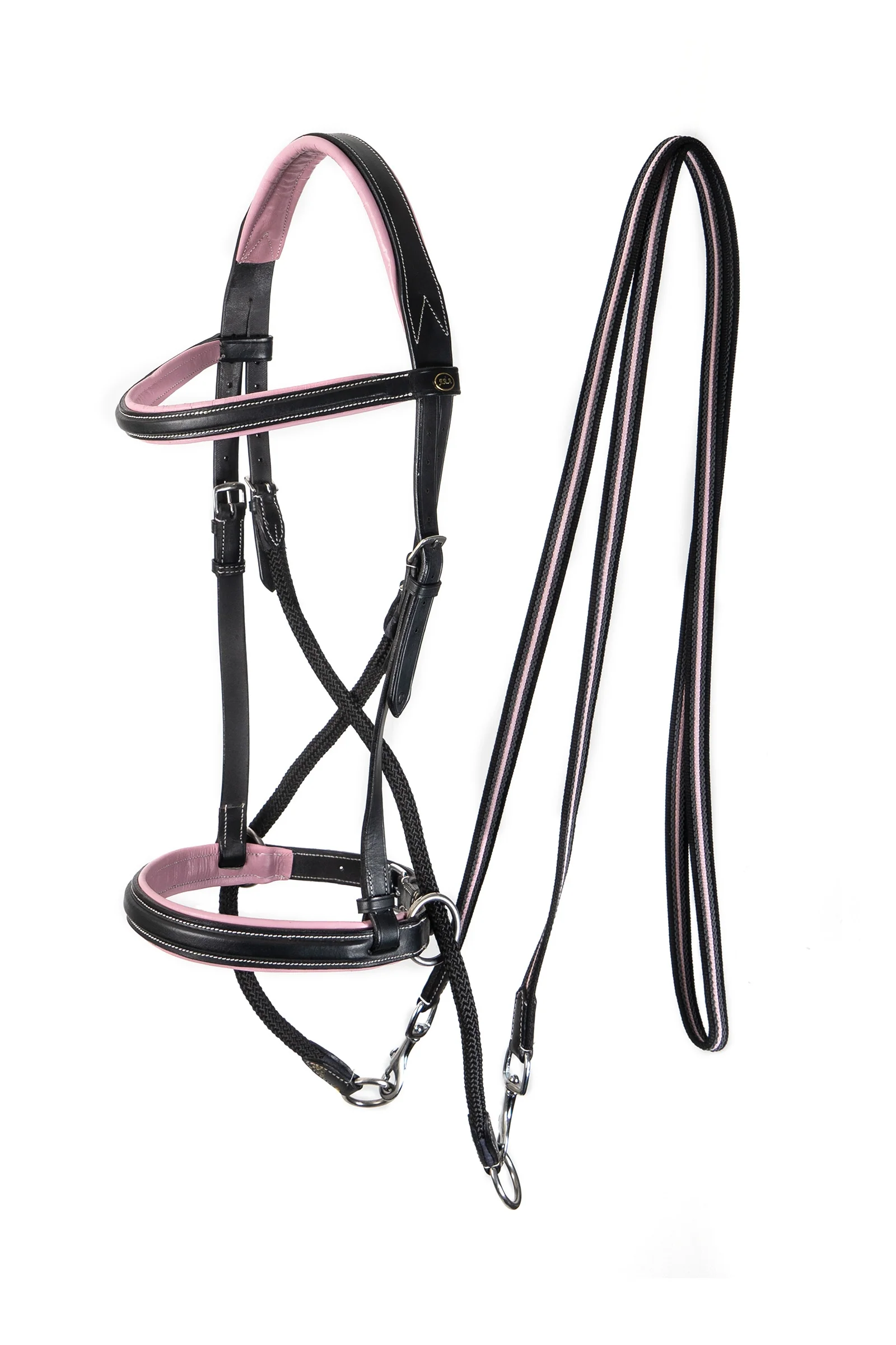 Dietsji Bitless Bridle With Reins (System 5) Black/Pink C