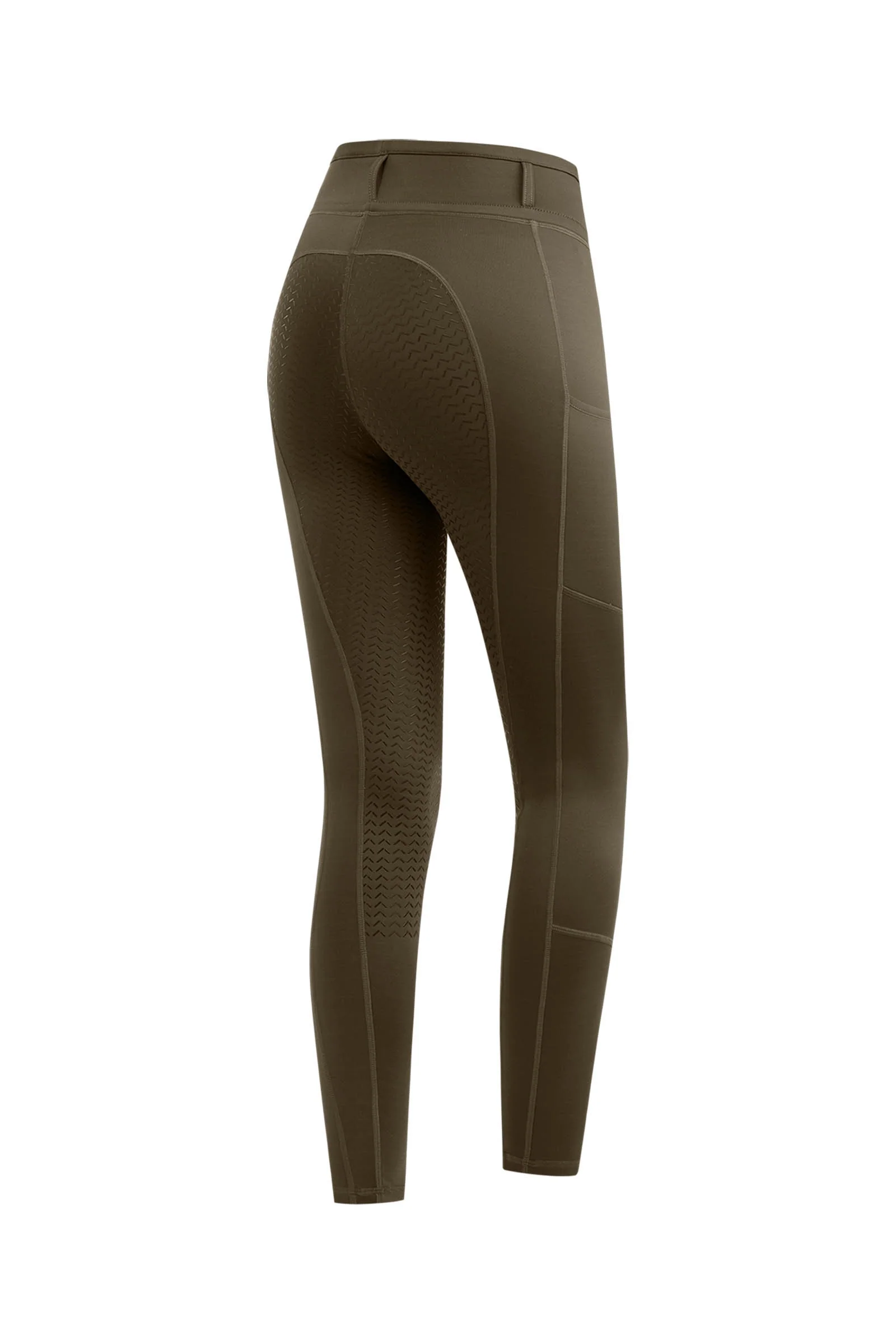 Ella Women's Full Grip Thermo Riding Tights Green Brown 14