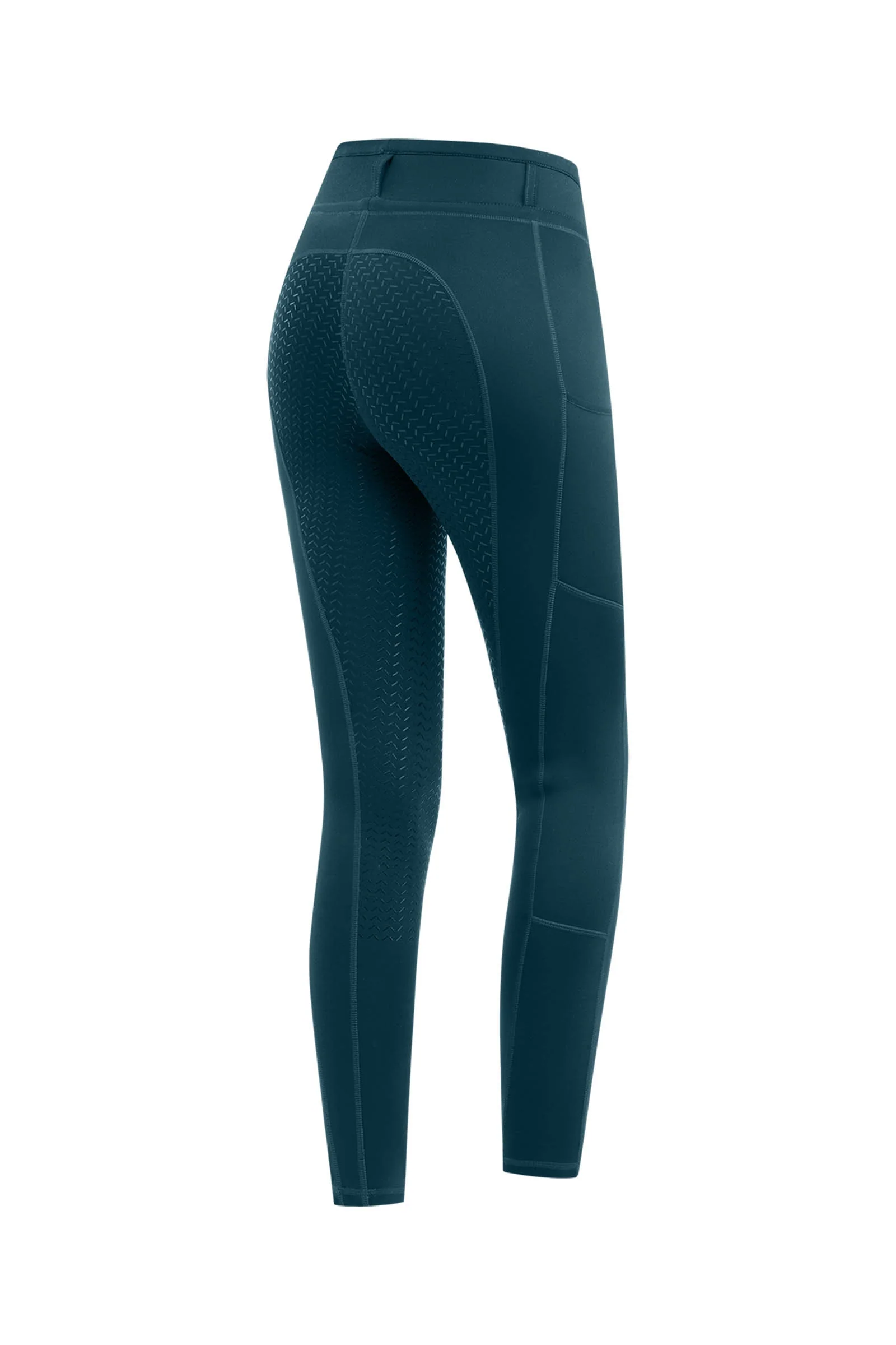 Ella Women's Full Grip Thermo Riding Tights Petrol Blue 10