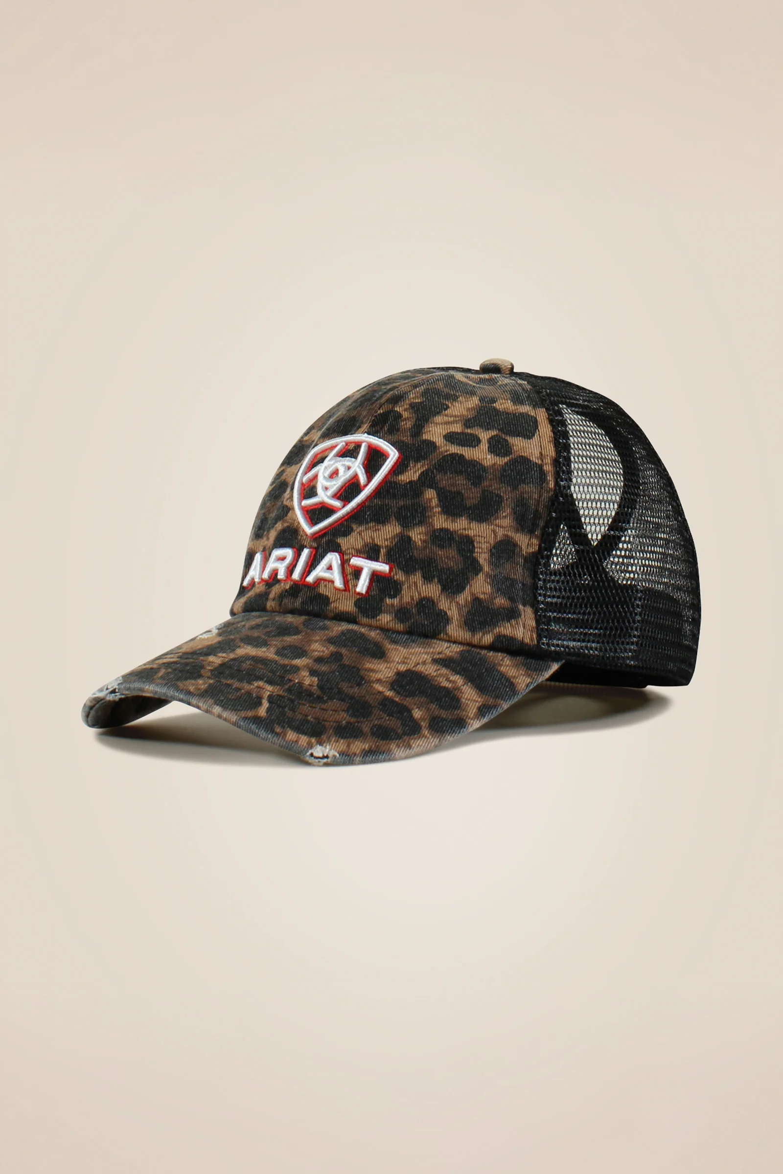 Embossed Logo Cheetah Print Women's Cap Black One Size