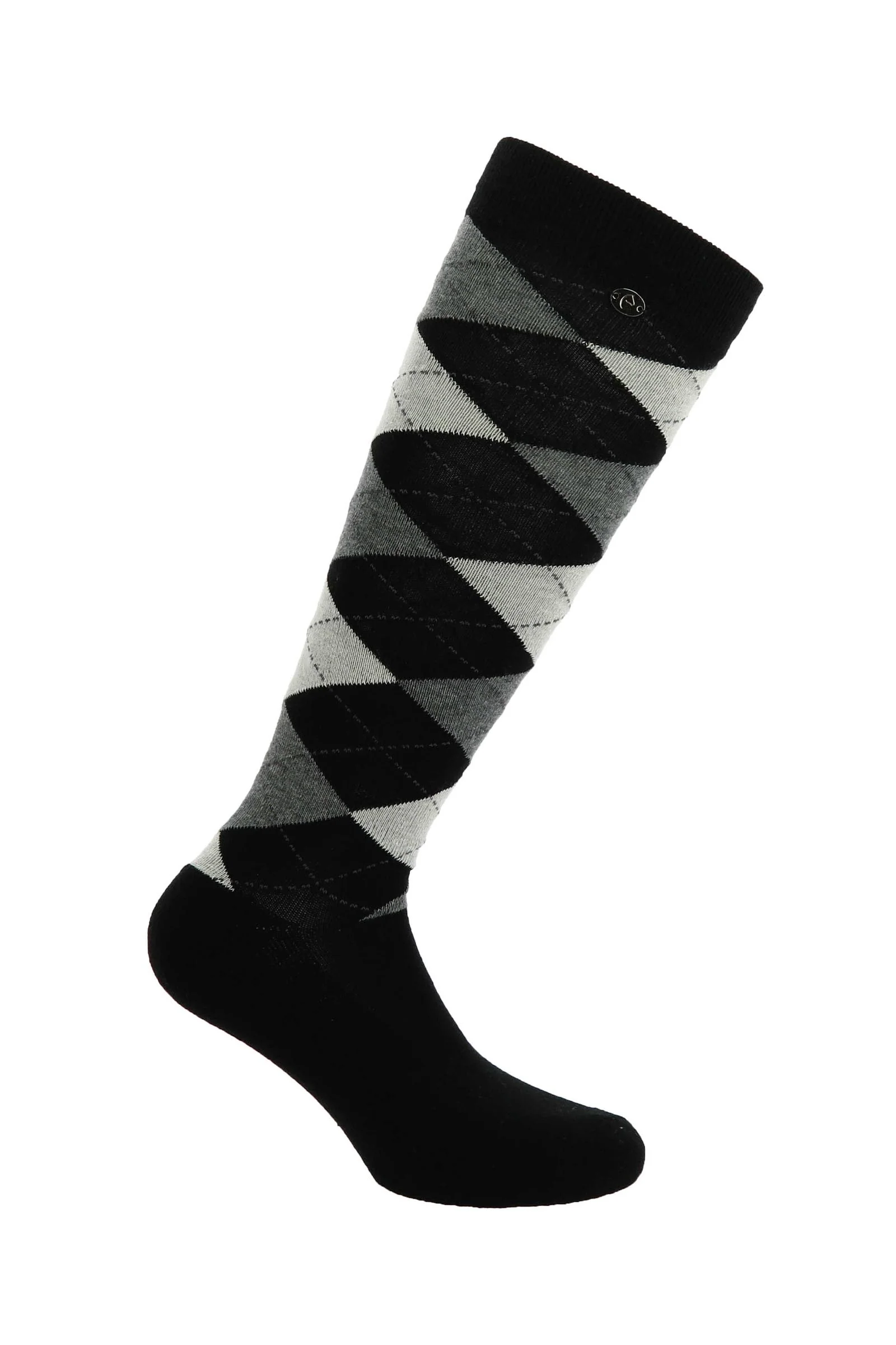 EQUITHÈME Argyle Riding Socks Black/Ecru 6 - 7