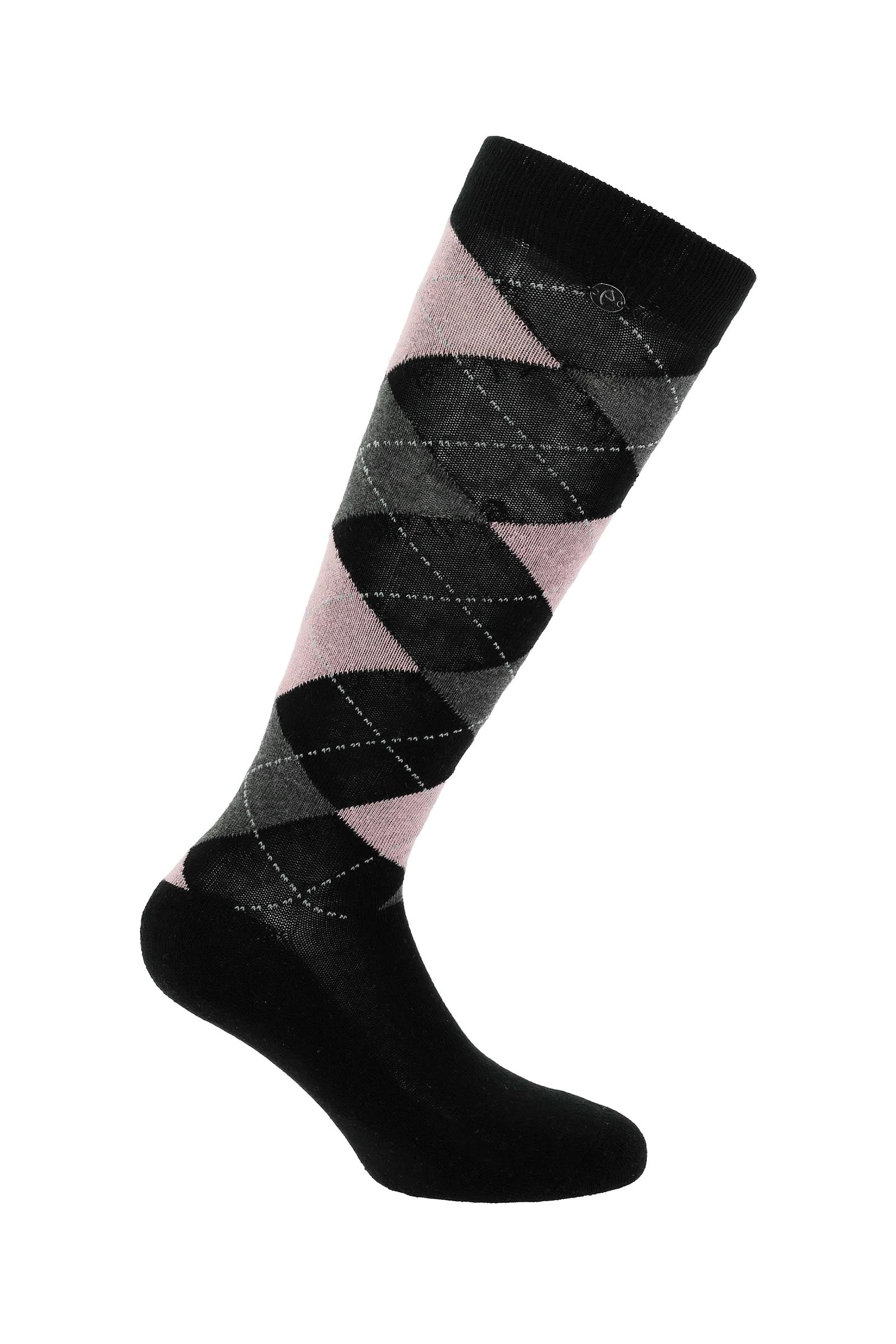EQUITHÈME Argyle Riding Socks Black/Old Rose 2,5 - 5