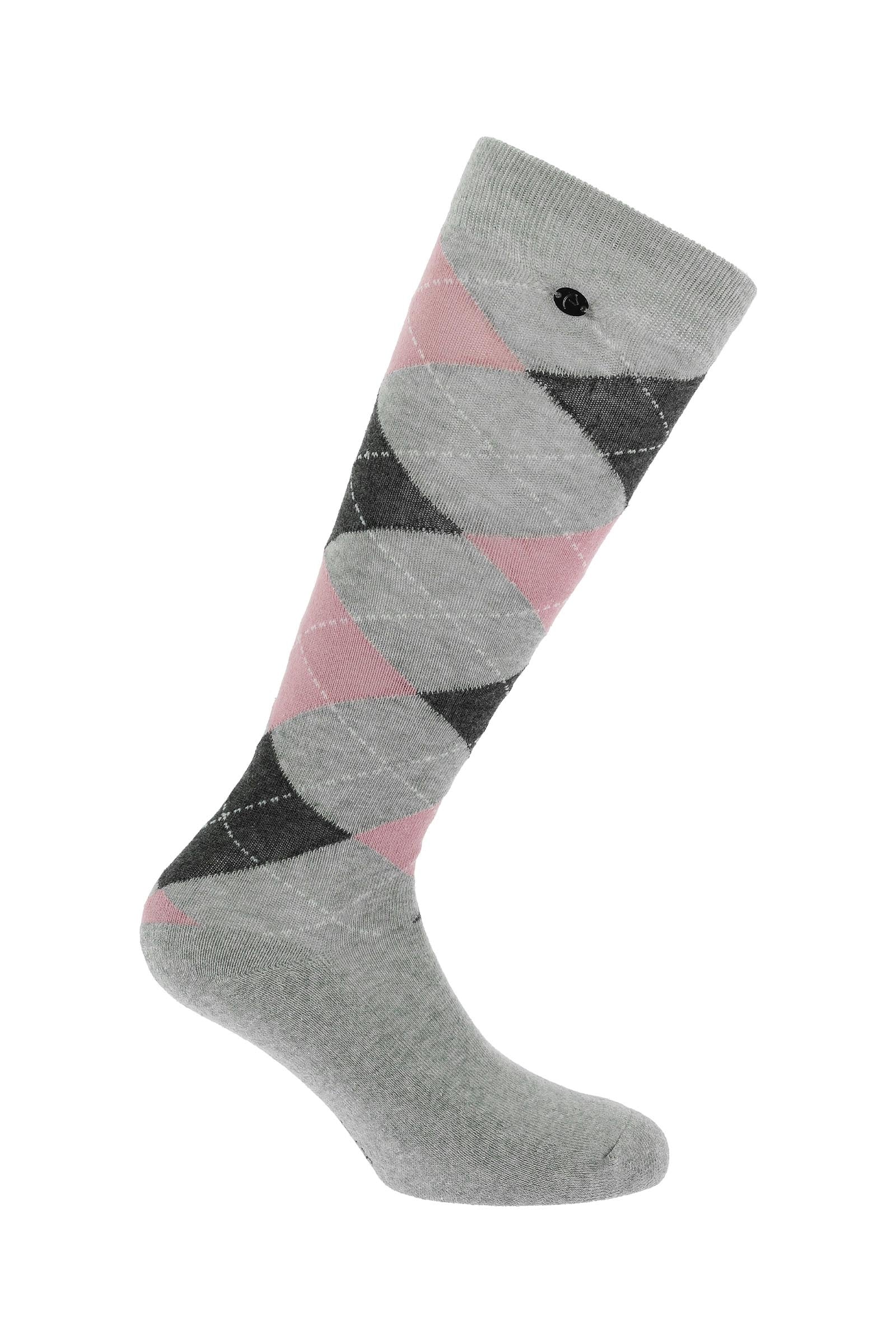 EQUITHÈME Argyle Riding Socks Grey/Rose 6 - 7