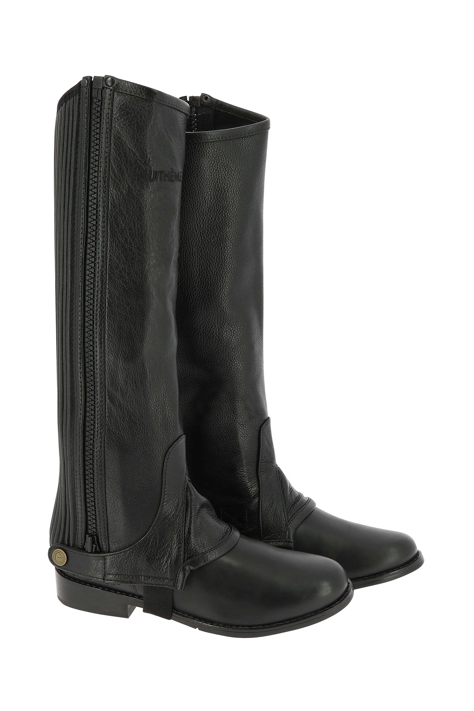 EQUITHÈME Leather Half Chaps Black L