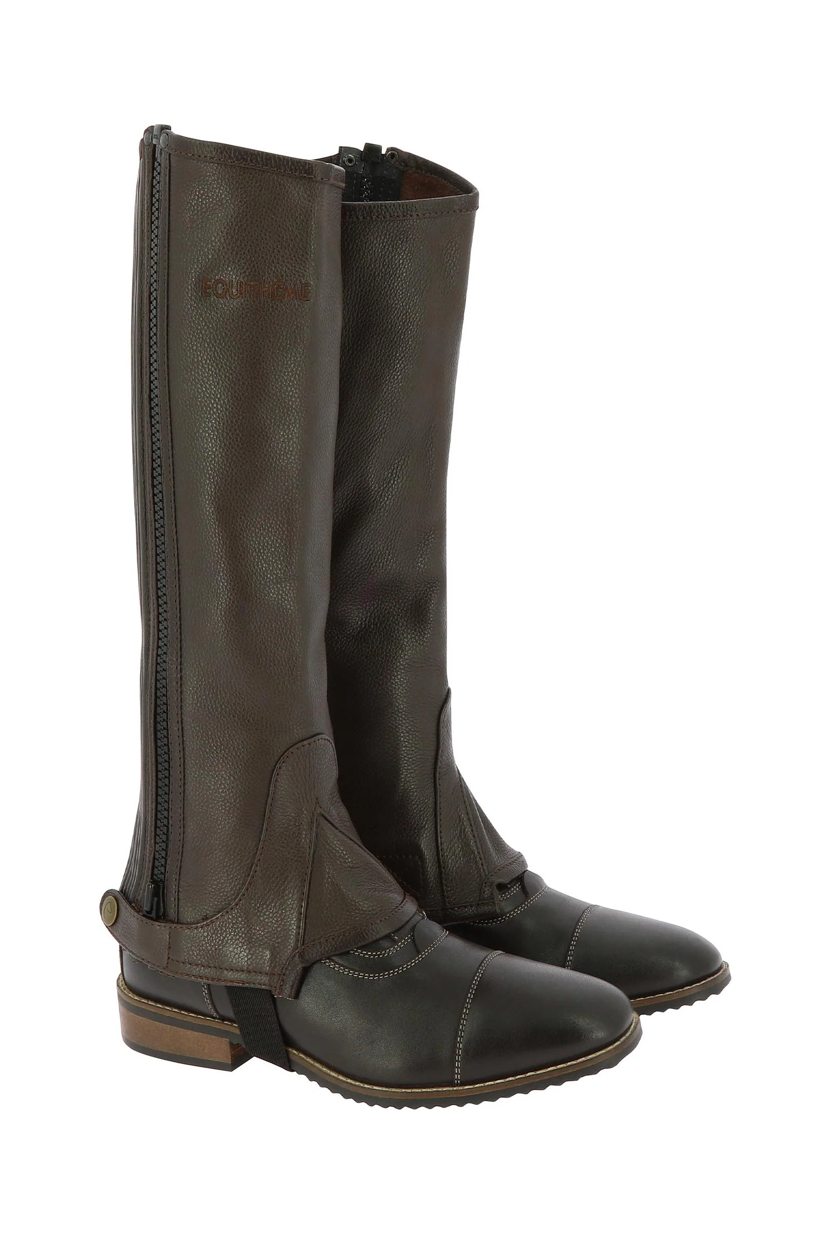 EQUITHÈME Leather Half Chaps Brown L