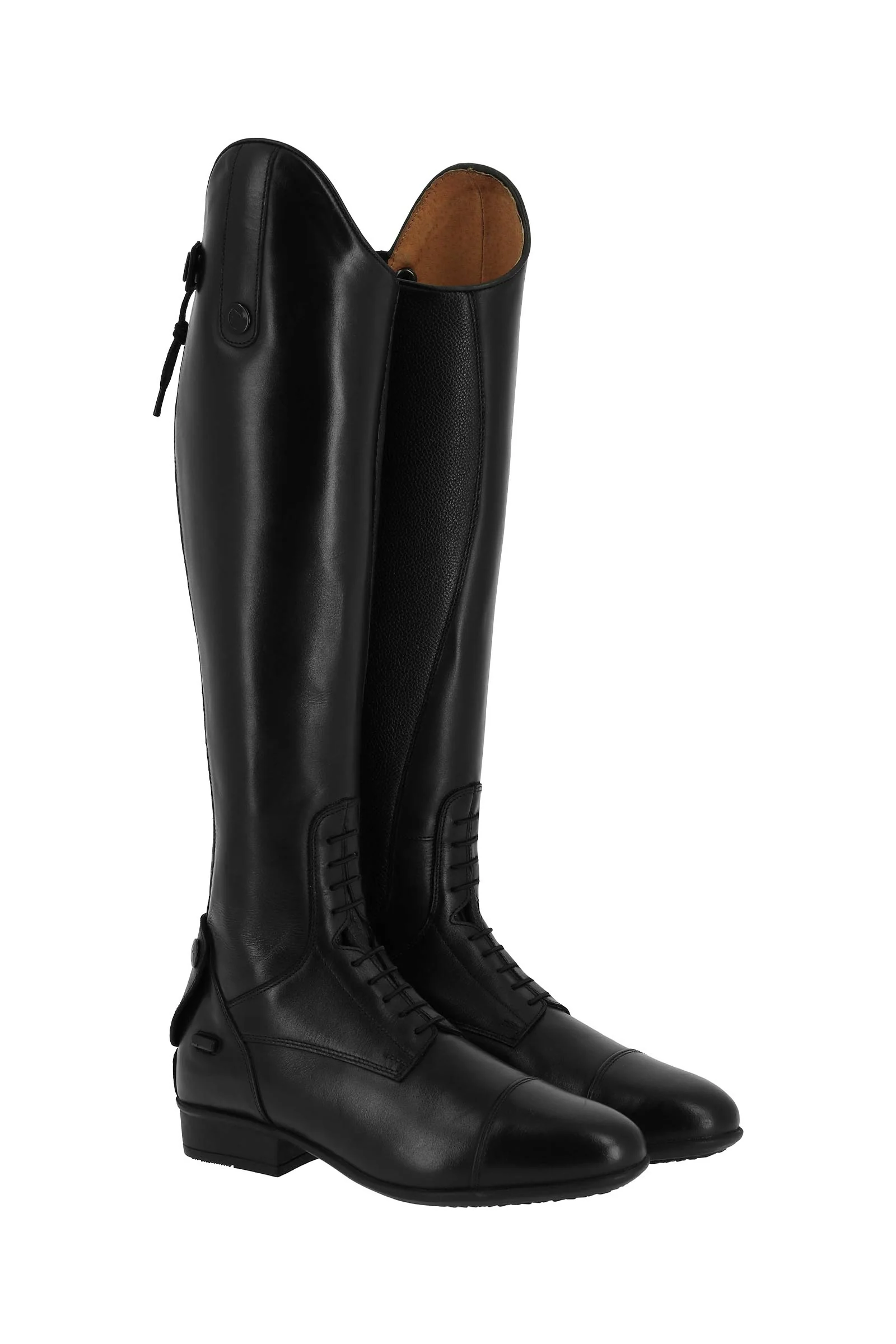 EQUITHÈME Leather LaceUp Tall Boots Black 3 Regular Regular