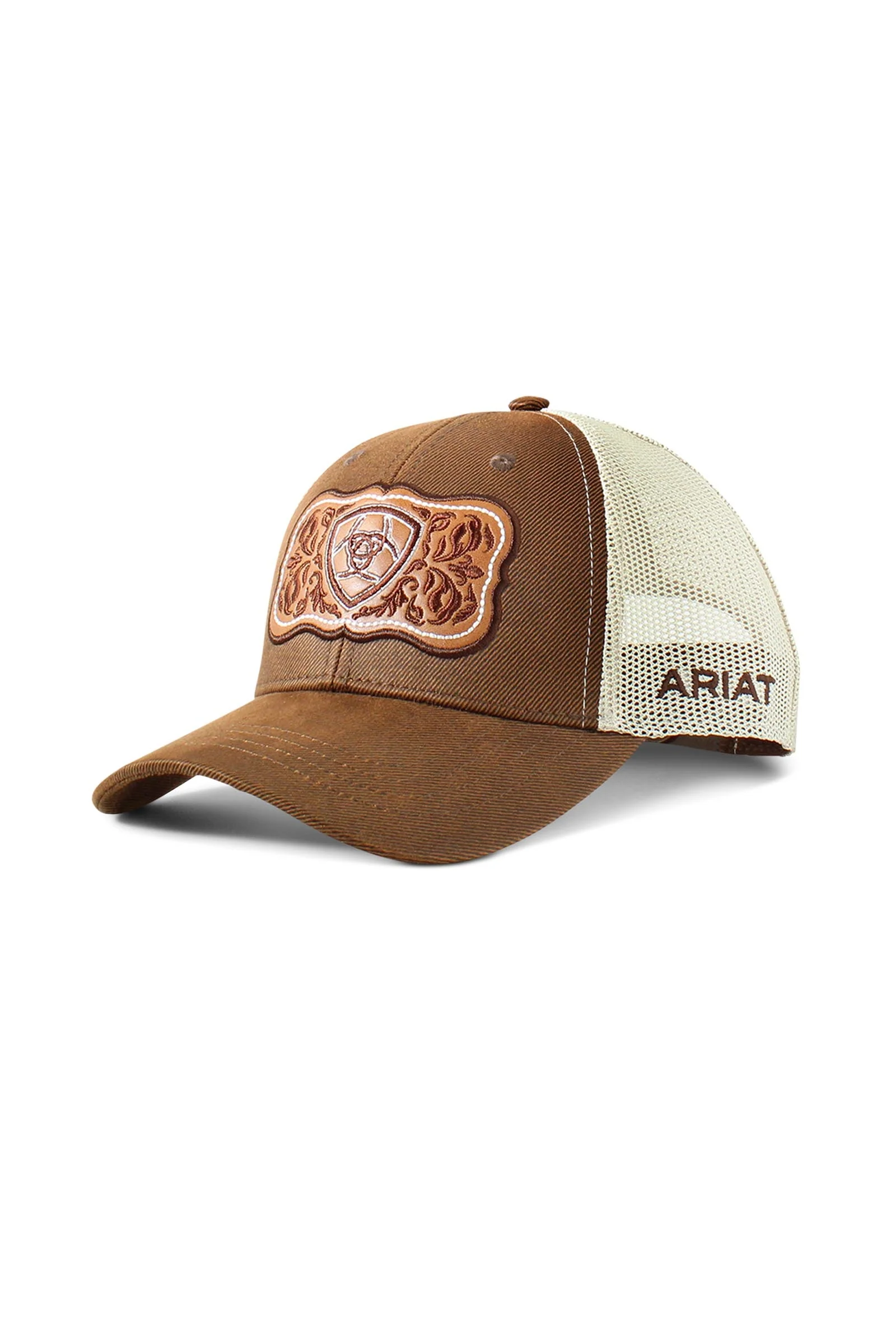 Floral Leather Patch Women's Cap Brown One Size