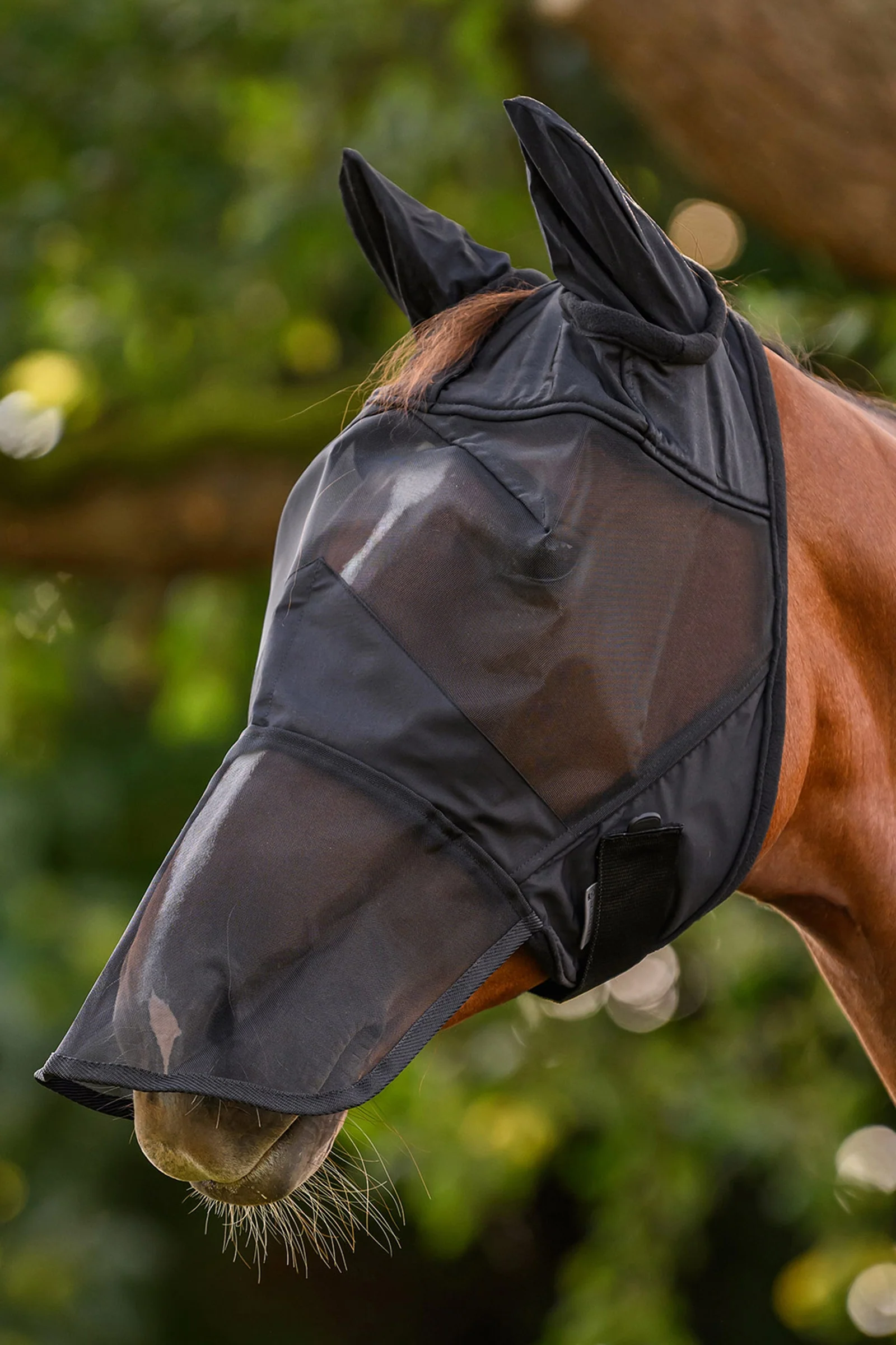 Fly Bonnet With Ears and Nose Extension, UV-Protection Black SHP