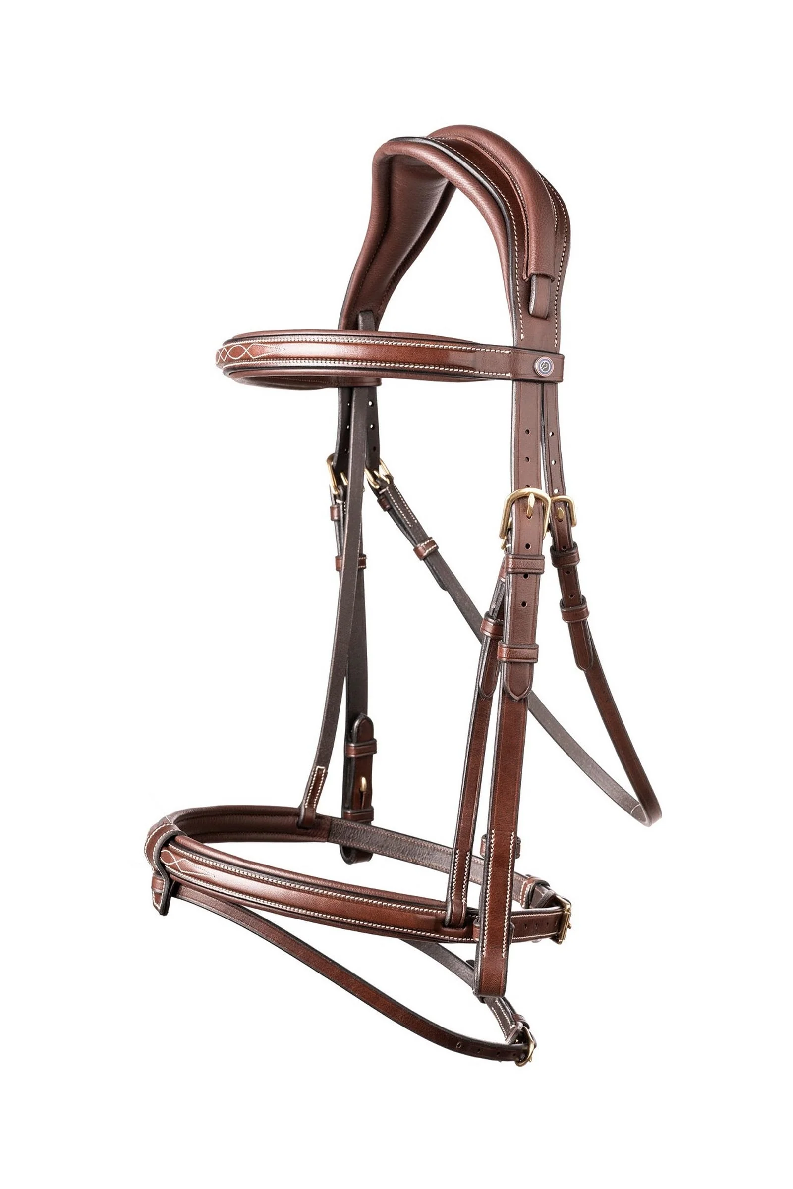 Geneva Combined Noseband Bridle Brown/Gold F