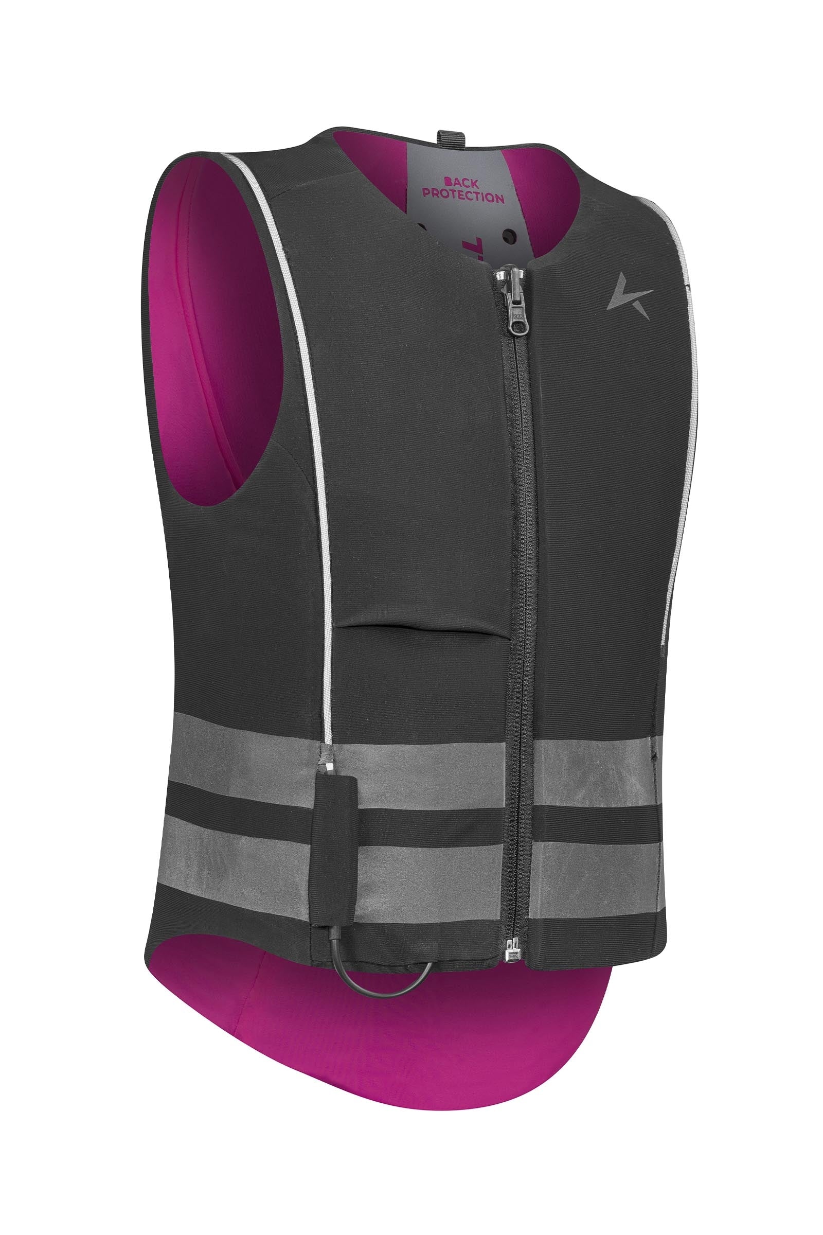 High Visibility Junior Ballistic Vest With Back Protector, Reversible Black/ Pink 152