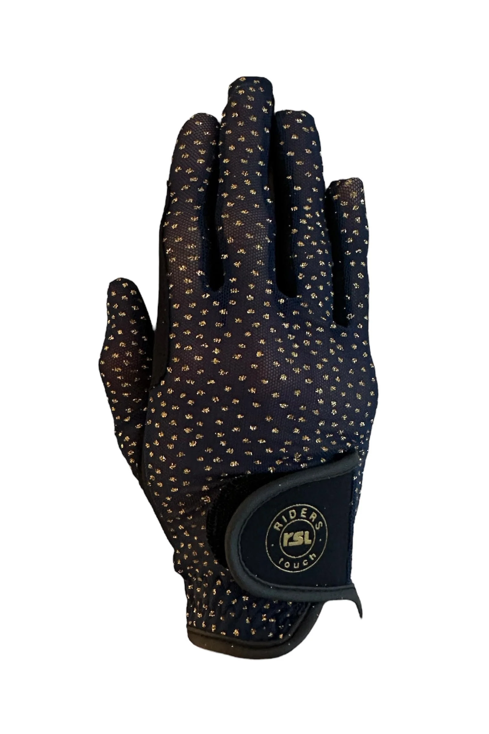 JUNO Children's Riding Gloves Black/ Gold 6,5
