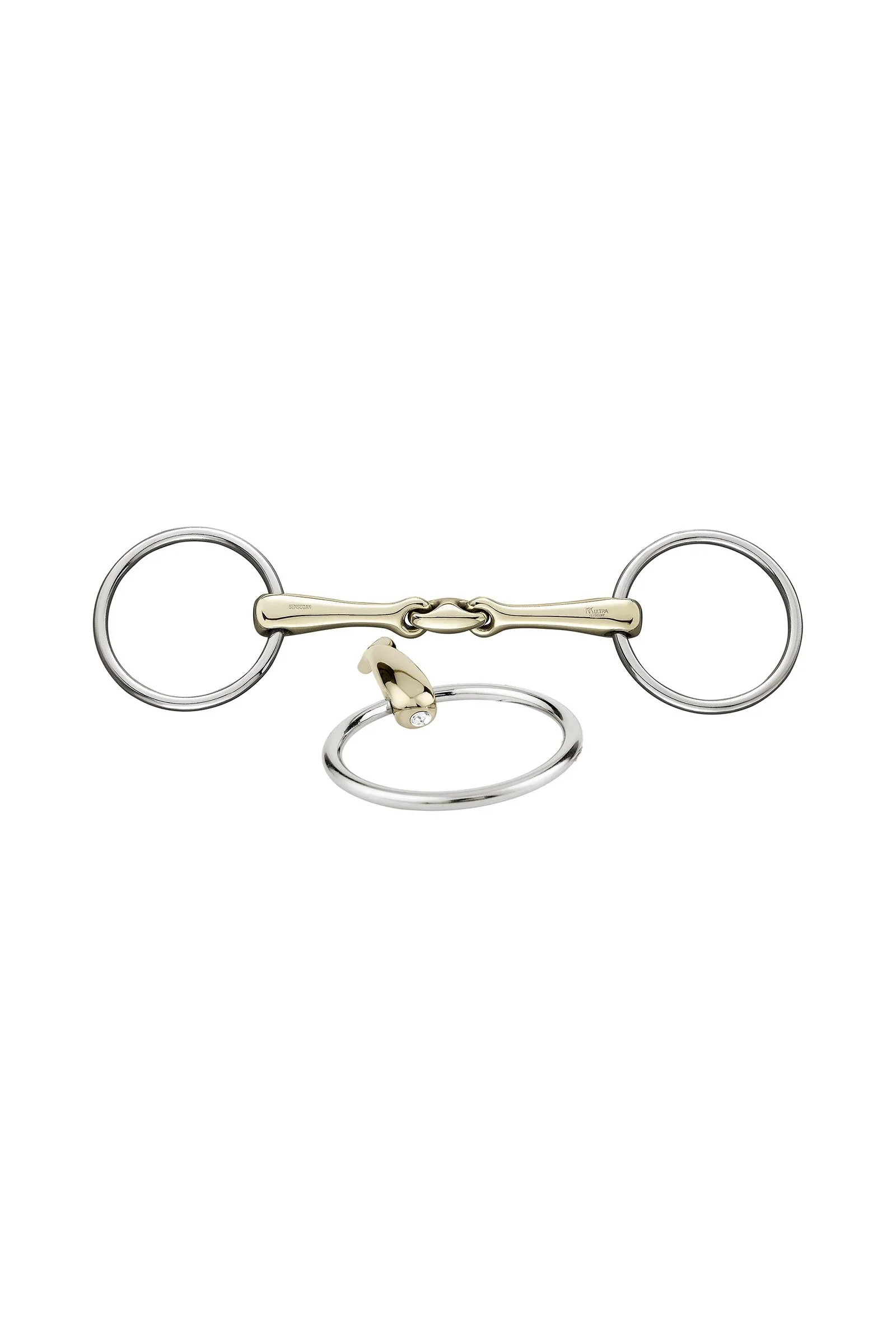 KK Ultra Snaffle Bit, Double Jt. 14mm, Sensogan, W. Crystals CRYST 115 mm