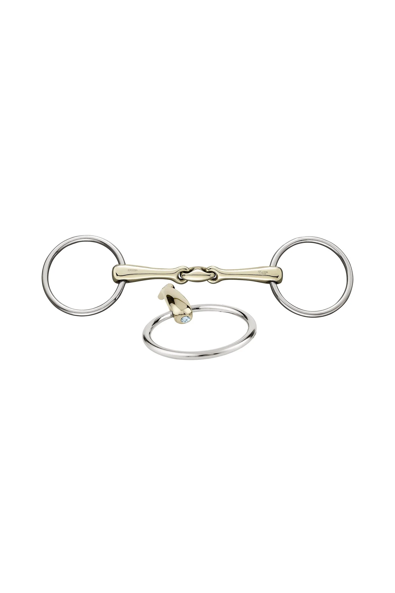 KK Ultra Snaffle Bit, Double Jt. 14mm, Sensogan, W. Crystals LB 115 mm