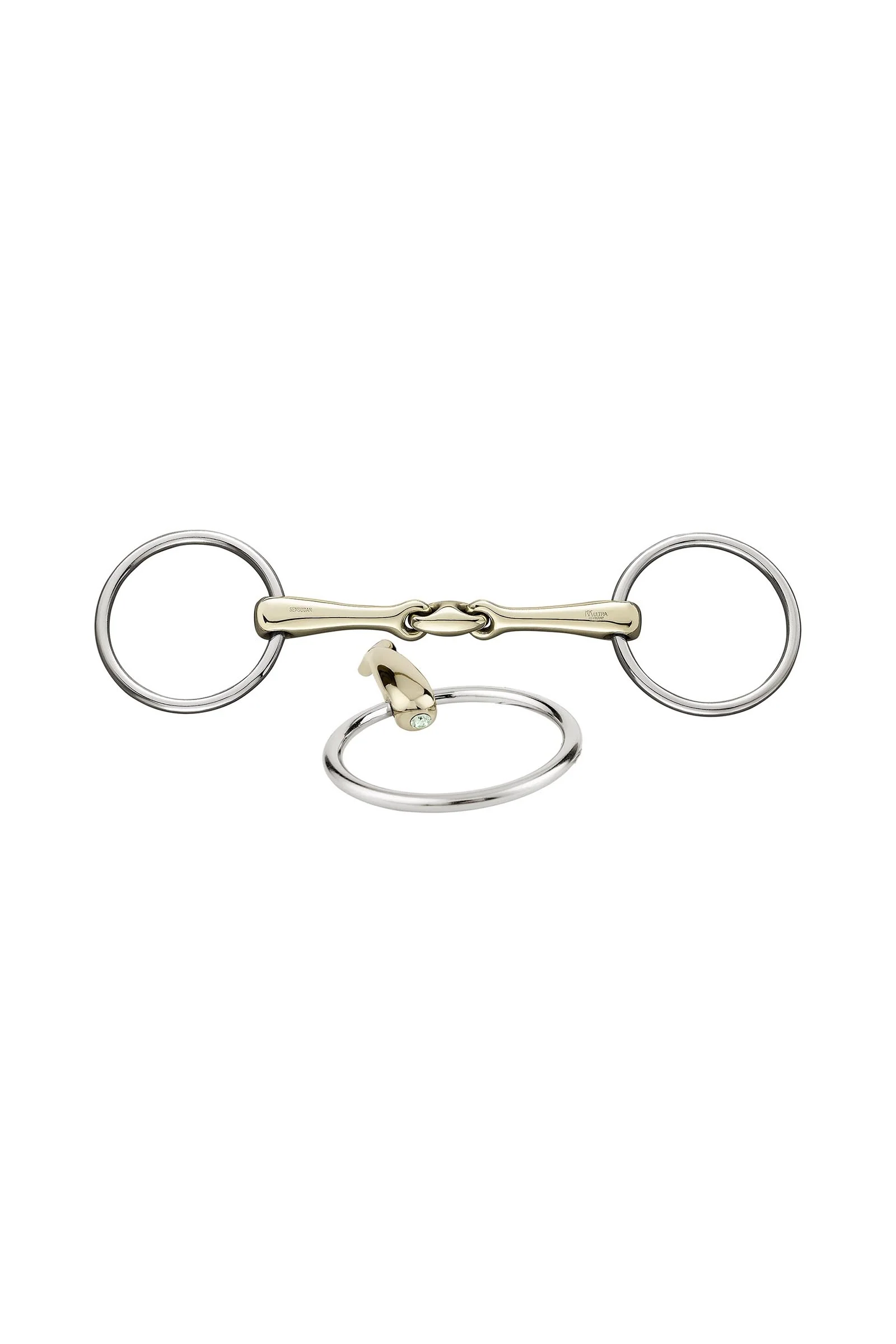 KK Ultra Snaffle Bit, Double Jt. 14mm, Sensogan, W. Crystals LGR 115 mm