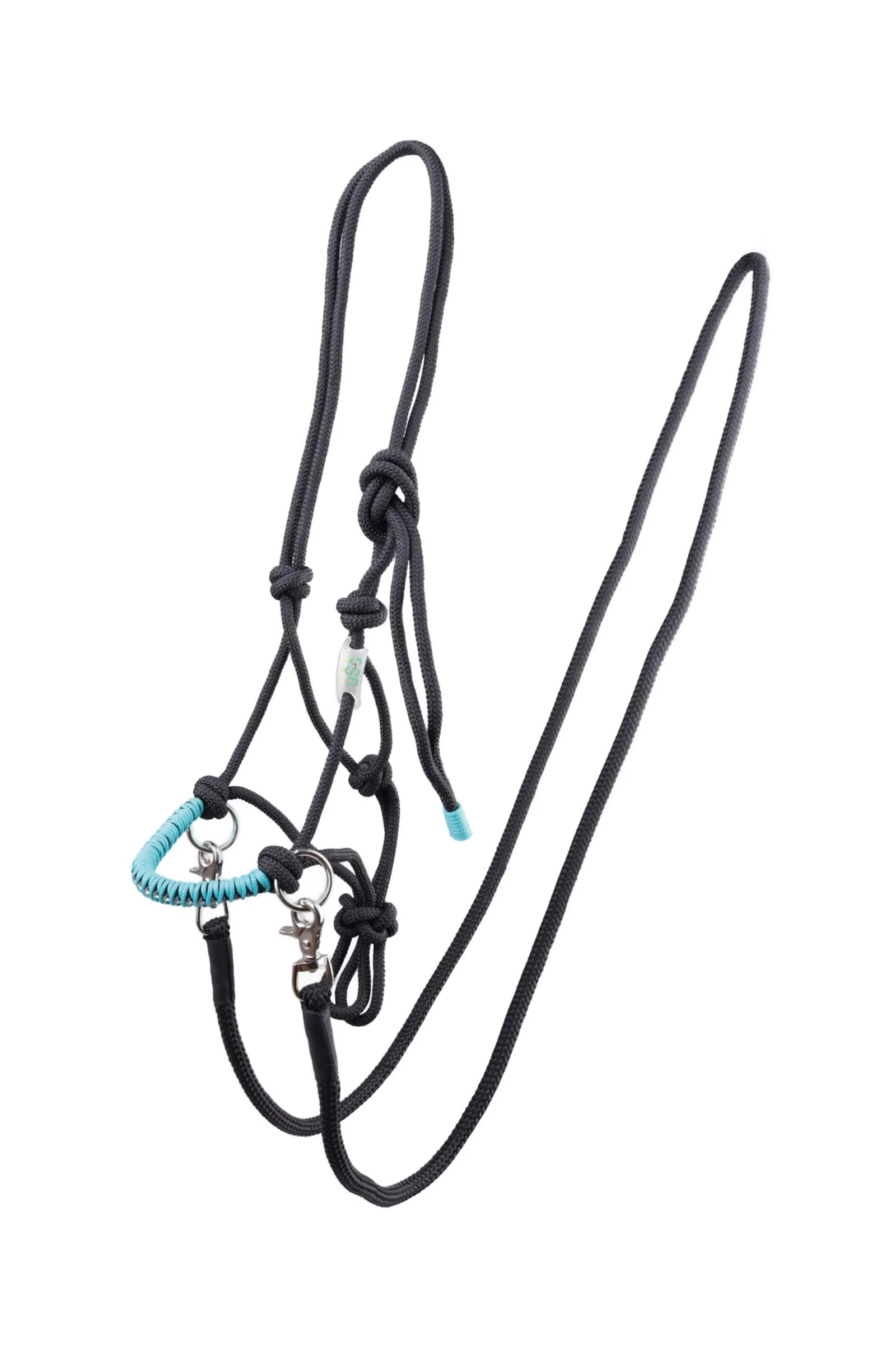 Knotted Rope Halter With Reins Black SHP-P