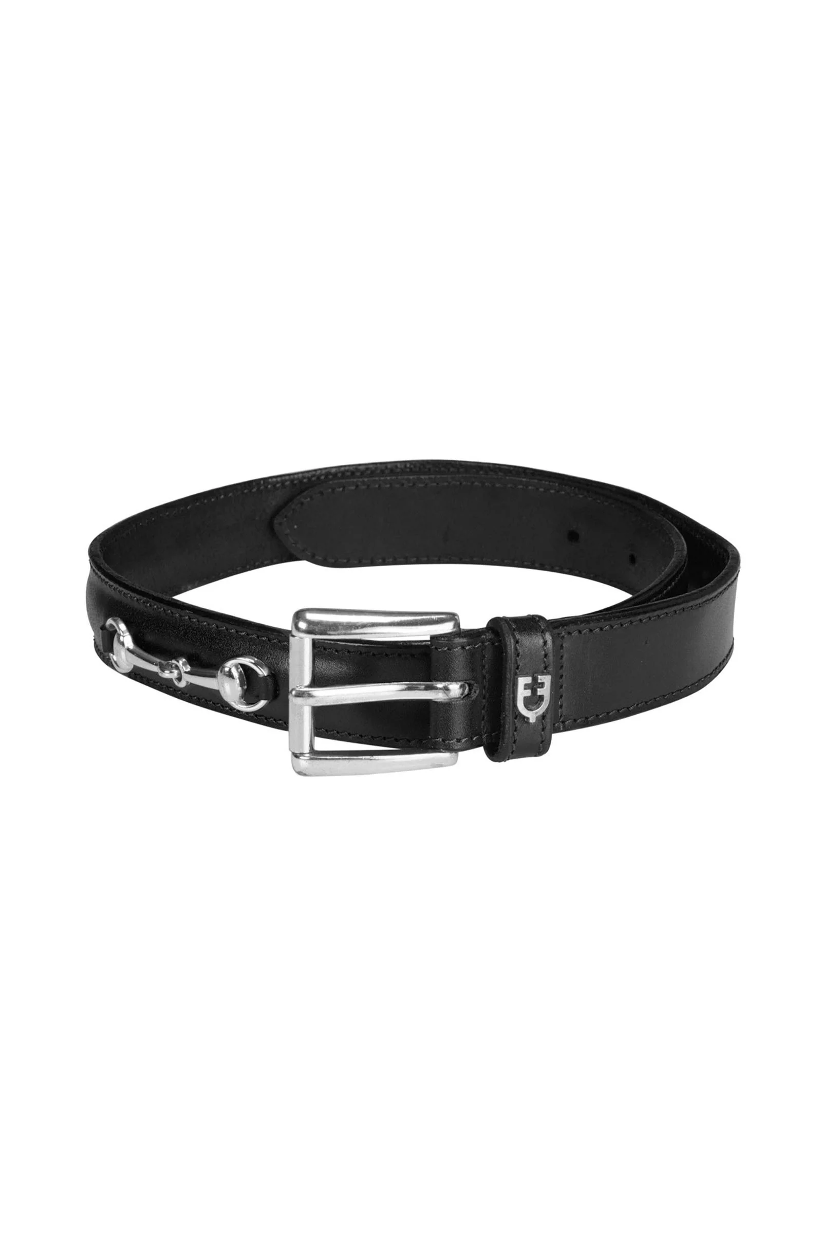 Leather Belt With Snaffle Bits Black/Silver 23.6"