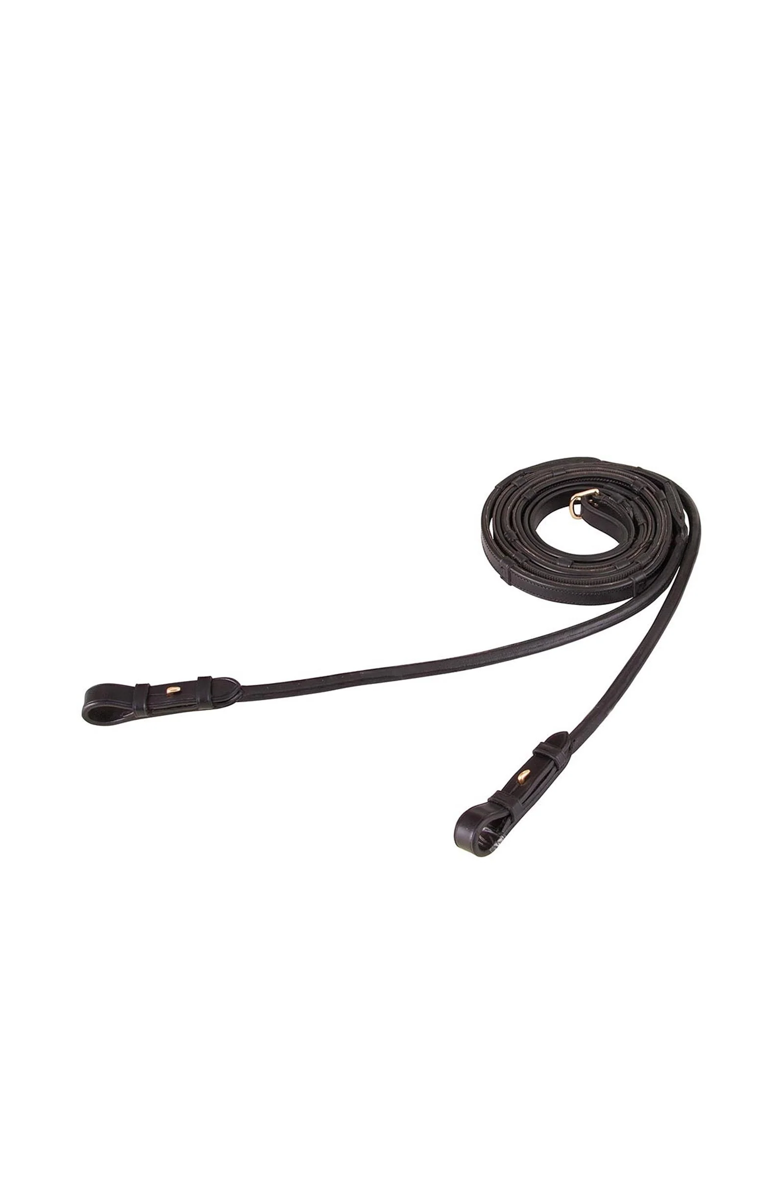 Leather Grip Reins With Stops, 16 mm Black/Gold F