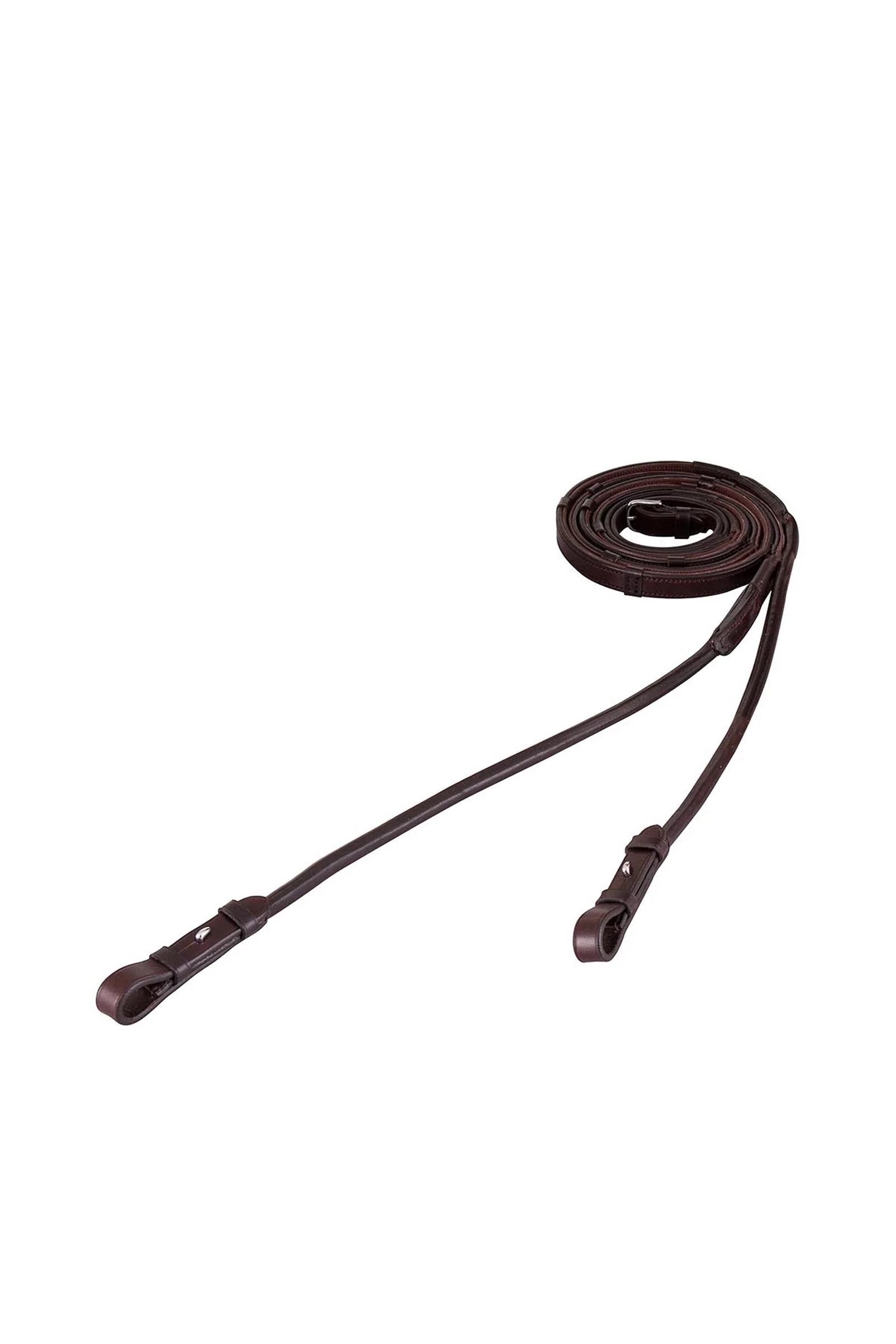 Leather Grip Reins With Stops, 16 mm Brown/Silver F