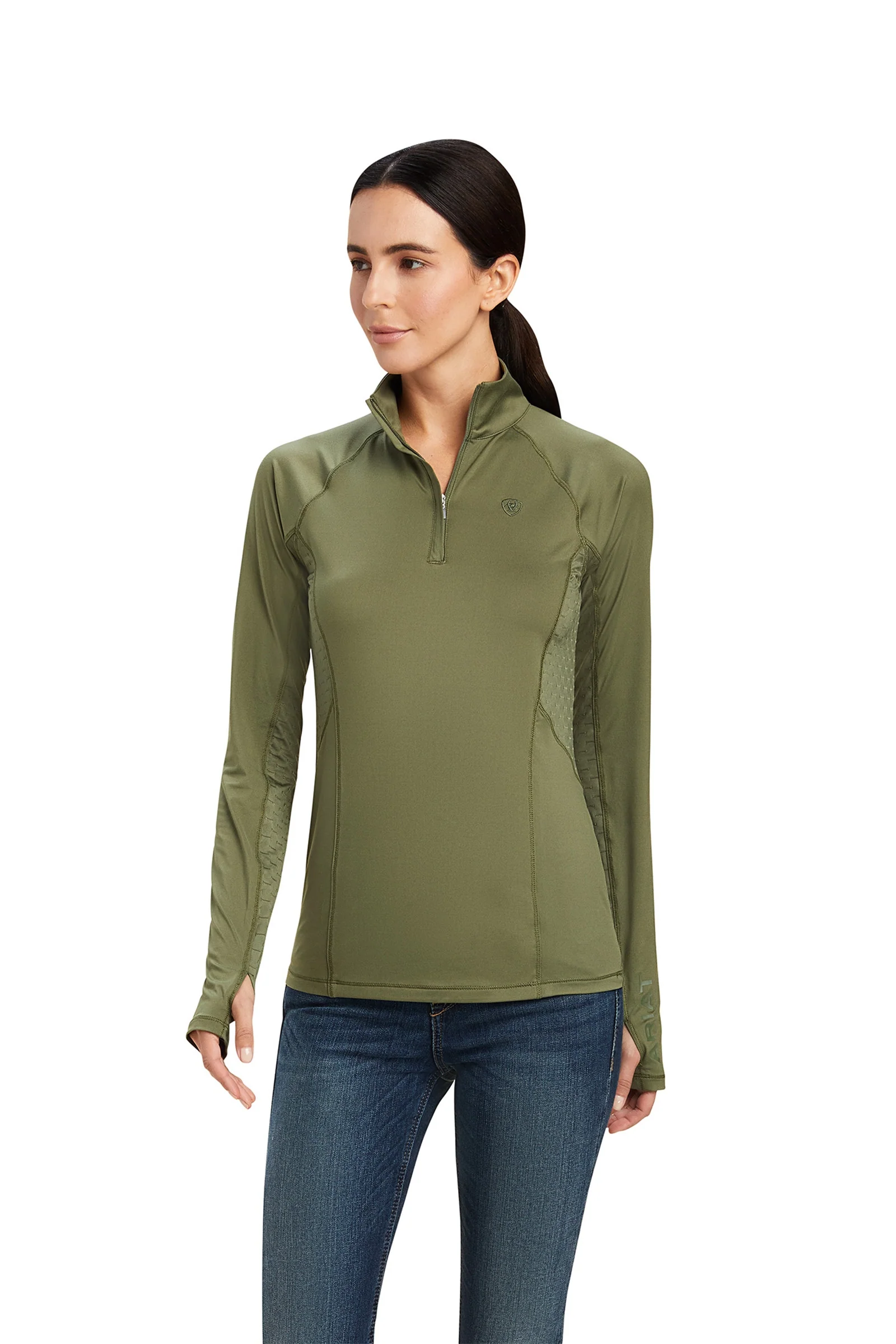 Lowell 2.0 Women's 1/4 Zip Baselayer Shirt Four Leaf Clover Dark Green XL