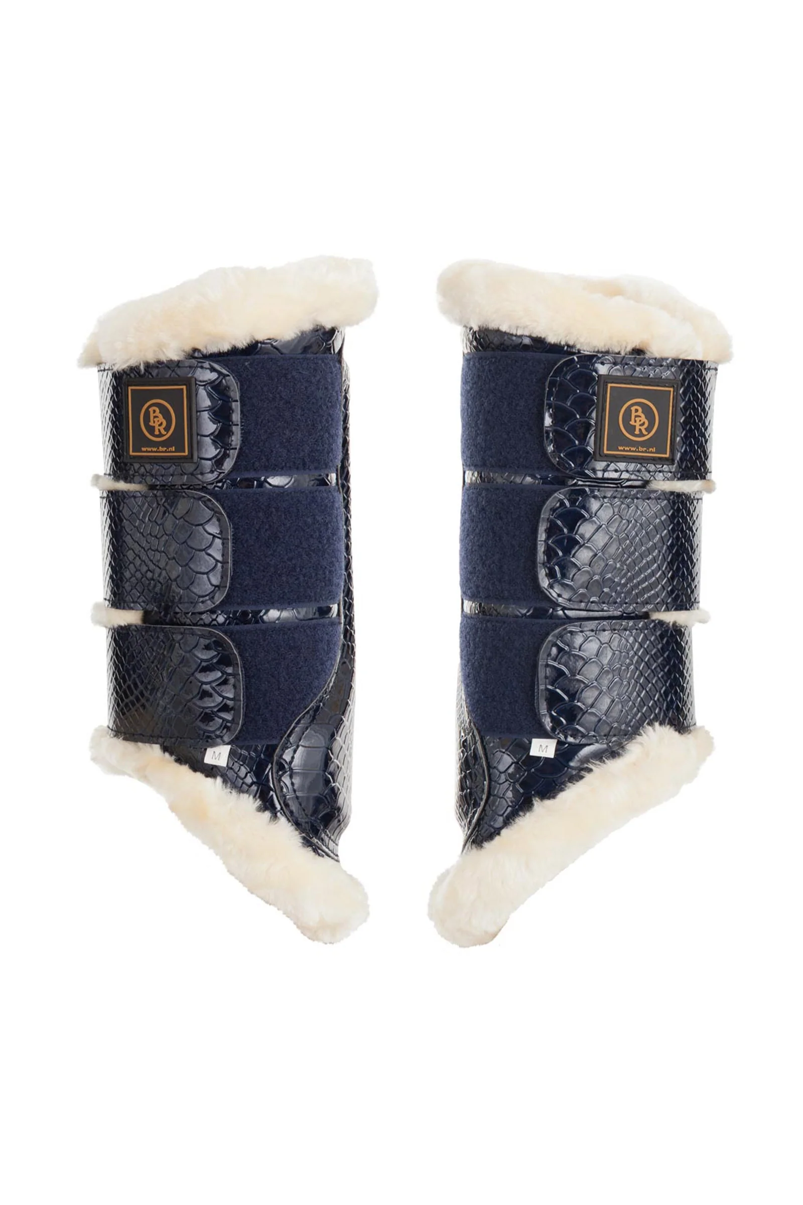 Majestic Faux Patent Leather Horse Boots Navy M