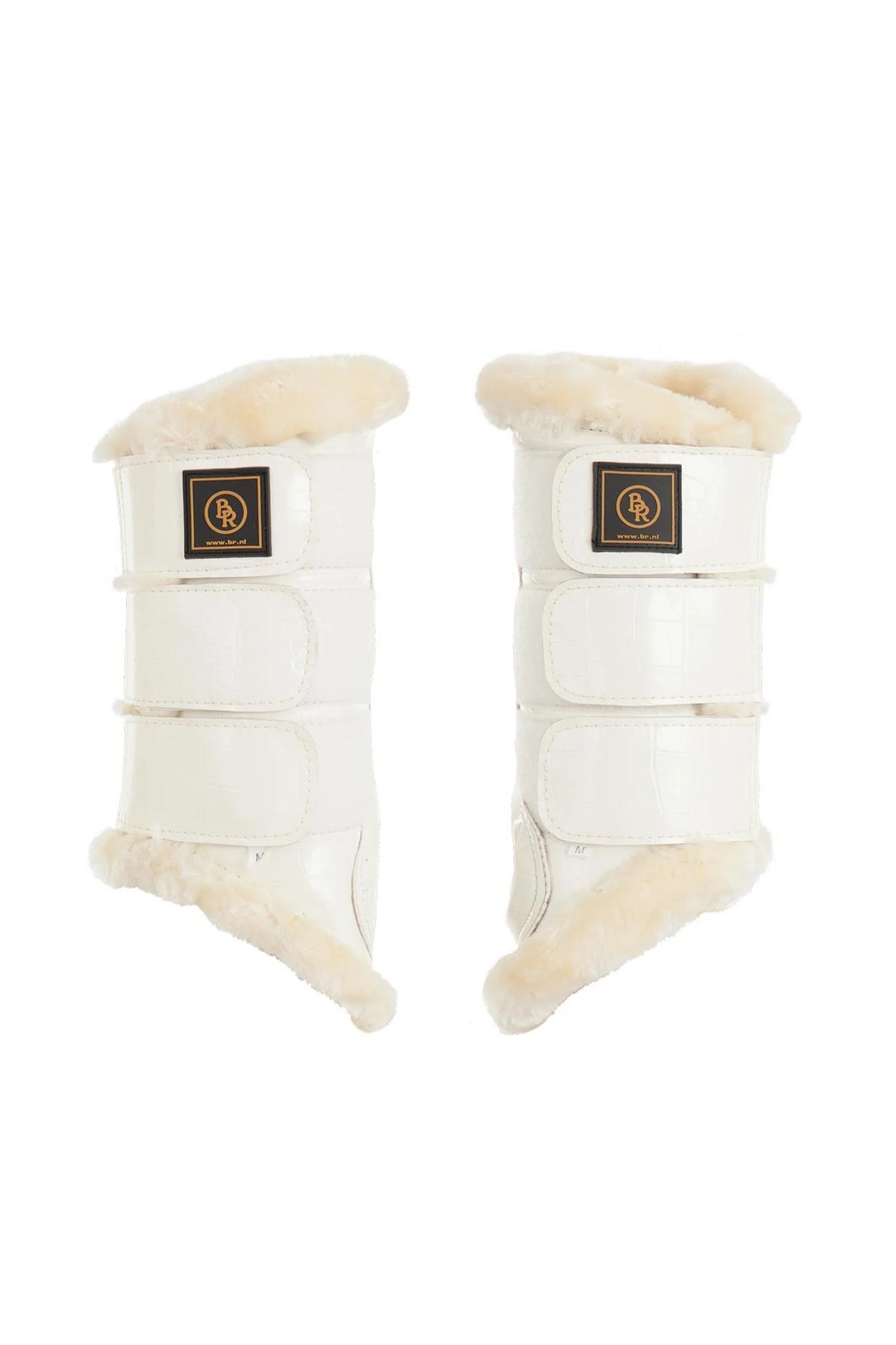 Majestic Faux Patent Leather Horse Boots White M