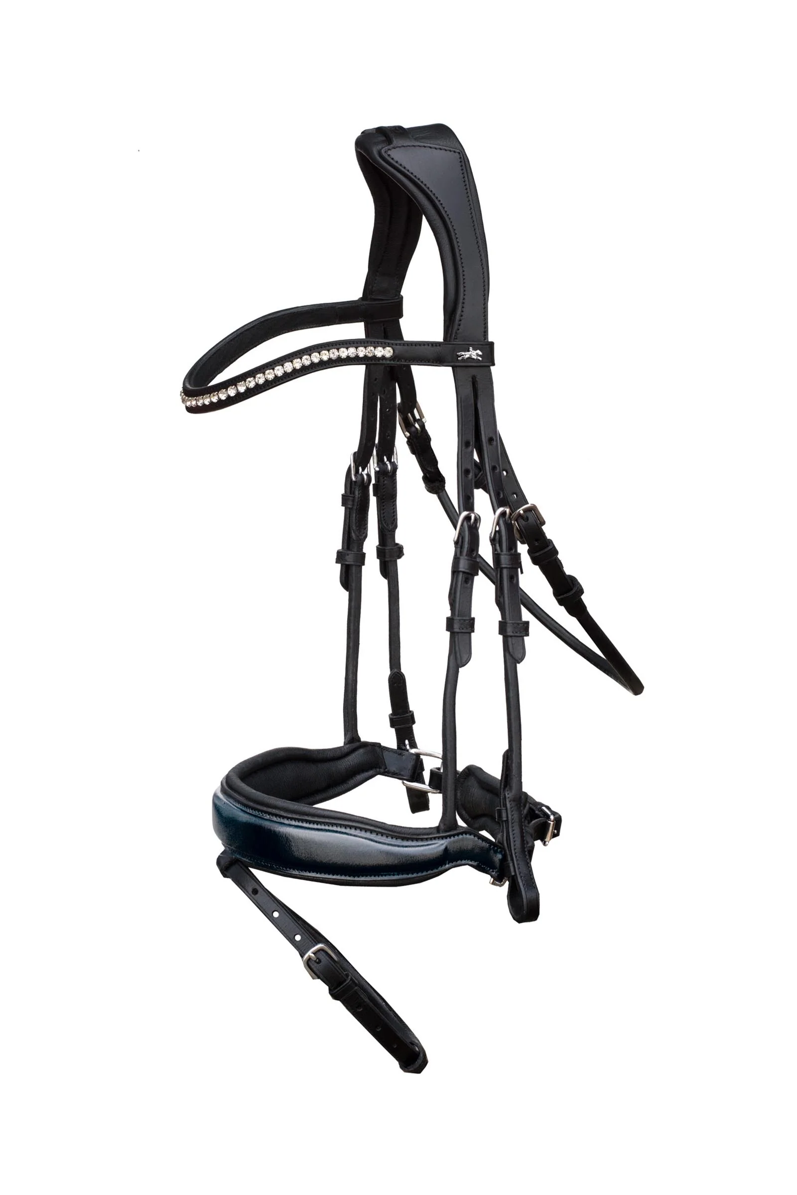 Malibu Anatomical Dressage Bridle Black/Patent Grey/Silver X-Full