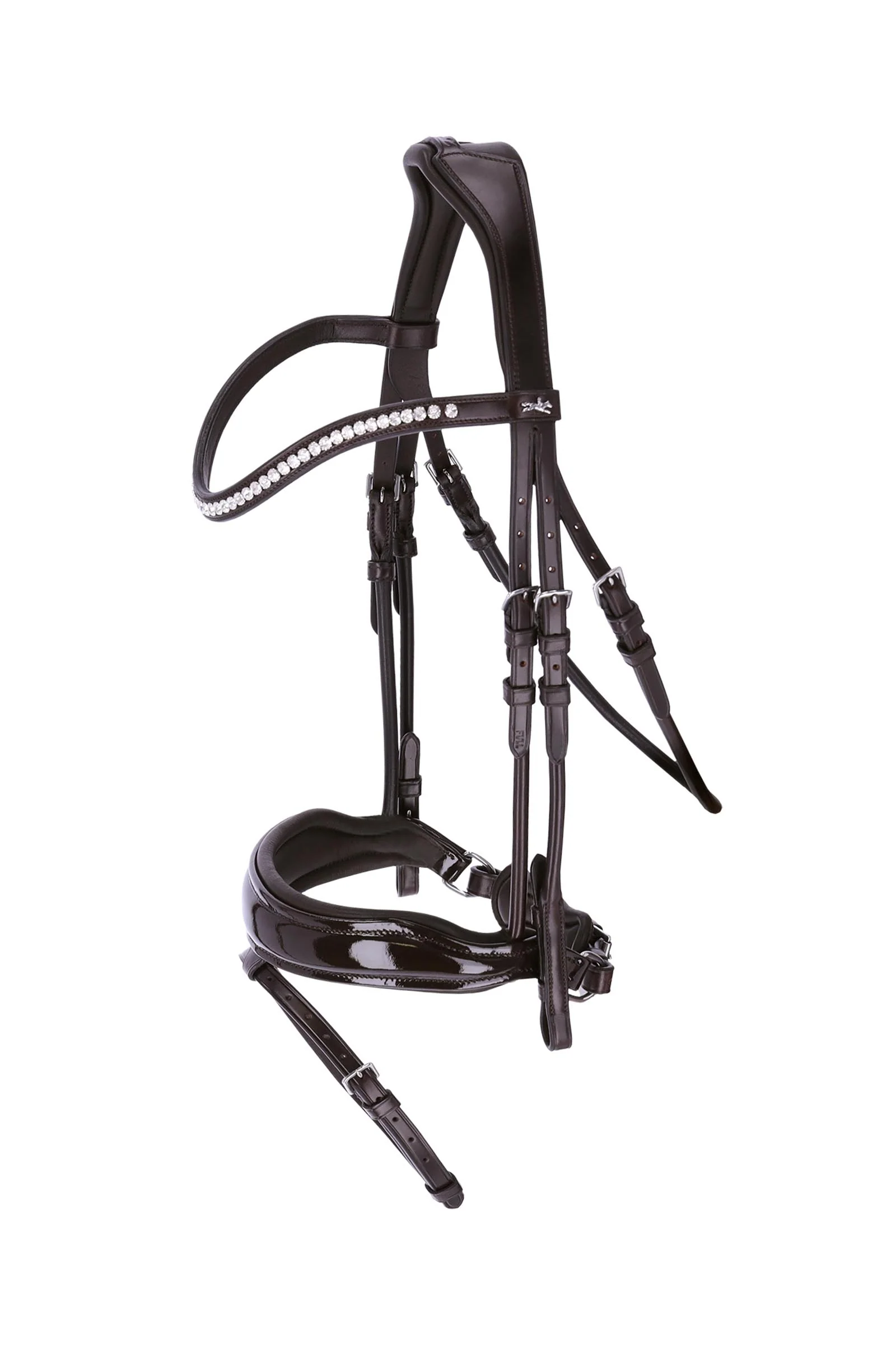 Malibu Anatomical Dressage Bridle Espresso/Patent/Silver C