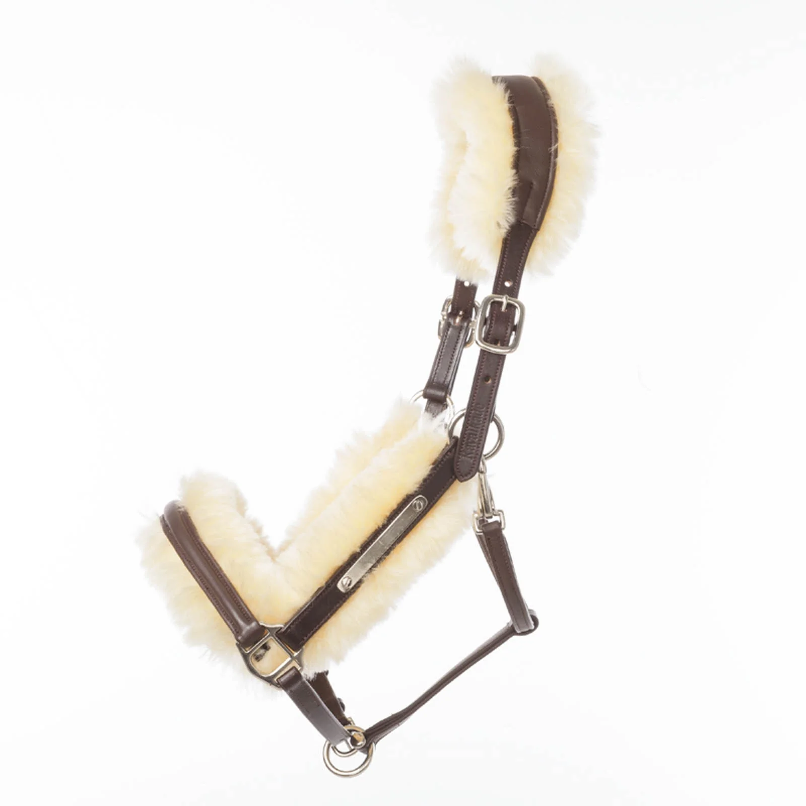 Marvellous Leather Halter with Sheepskin Brown P