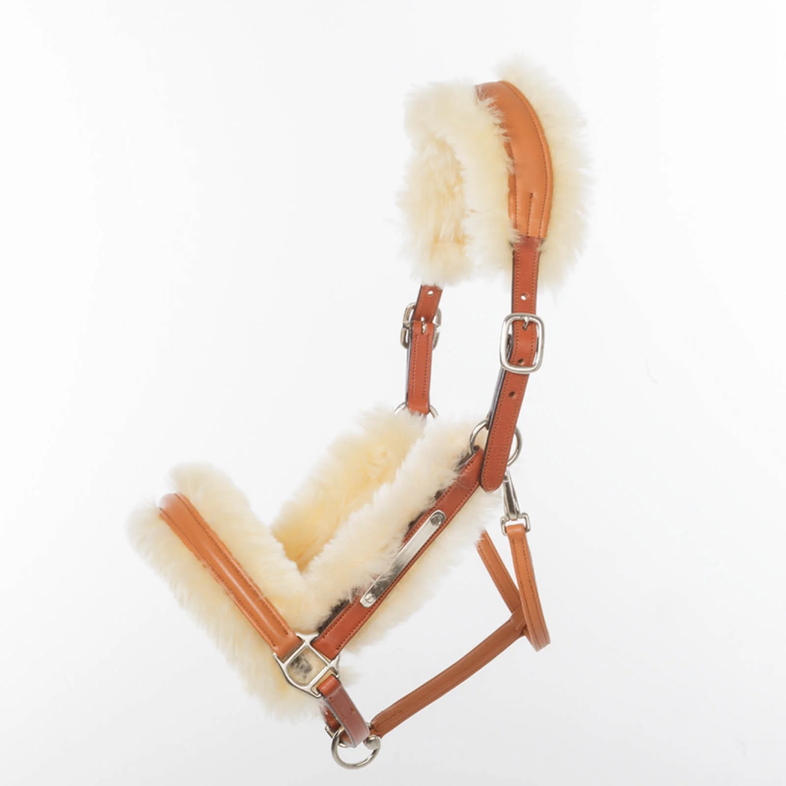 Marvellous Leather Halter with Sheepskin Champagne Light Brown C