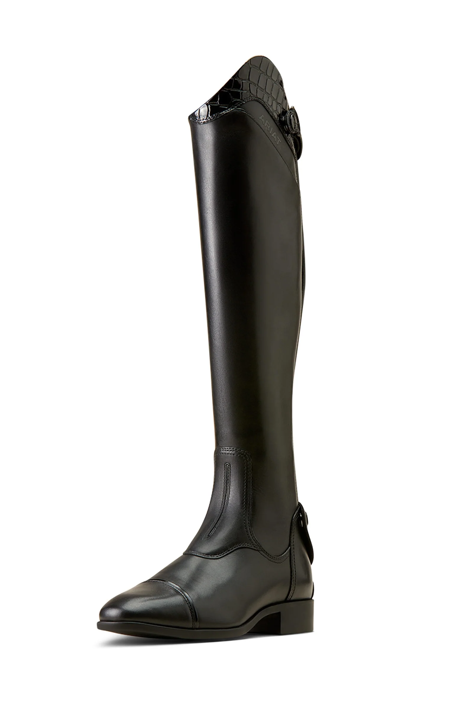 Palisade Show Tall Riding Boots Black / Black Croc Print 5 Regular Short