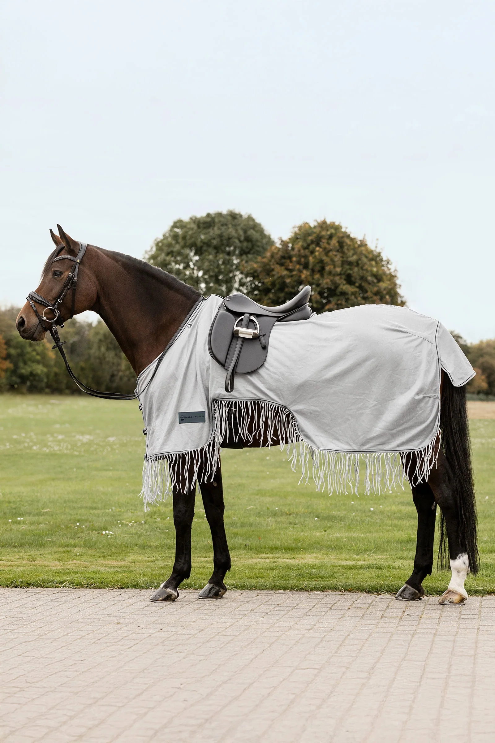 Protect Fly Exercise Sheet With Fringes Silver-Grey/Grey 125