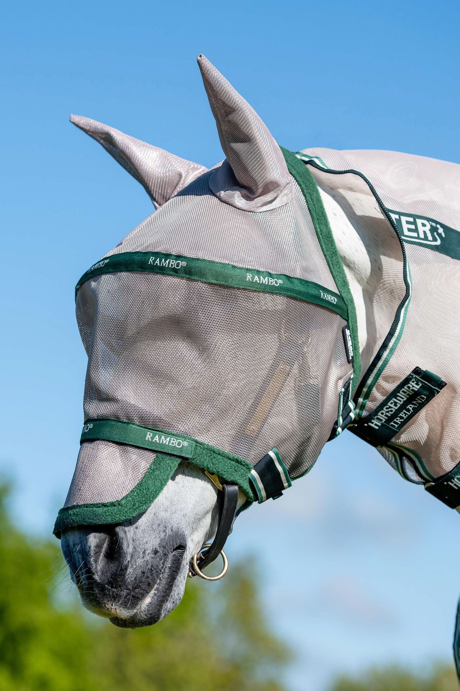 Rambo Flymask Oatmeal Brown/ Green C