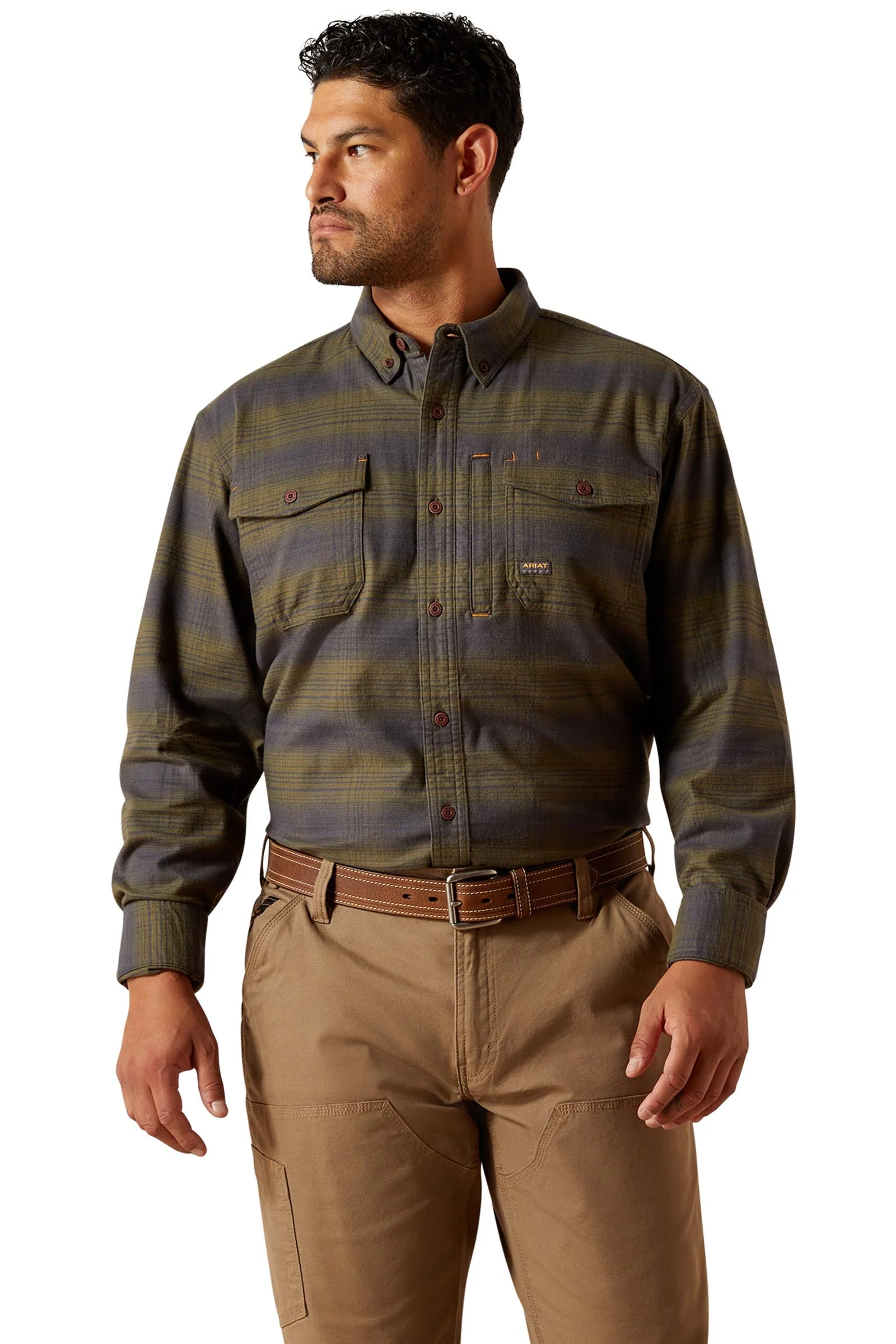 Rebar Flannel DuraStretch Men's Work Shirt Burnt Olive XL